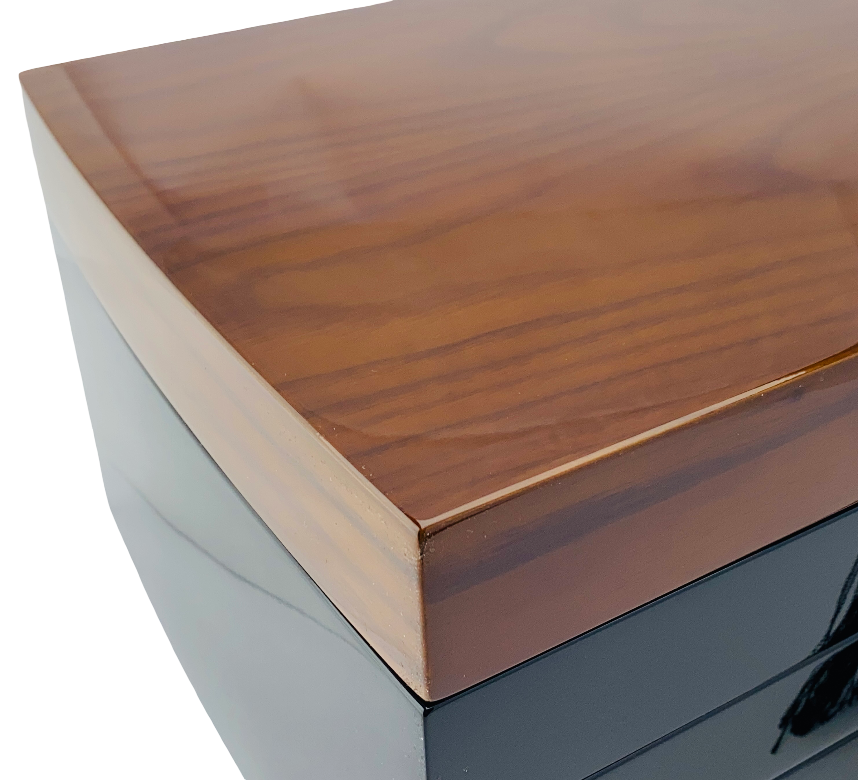 Harrowdene® Premium Edition Walnut & Black High Gloss Jewellery Box 2-Drawer 35cm