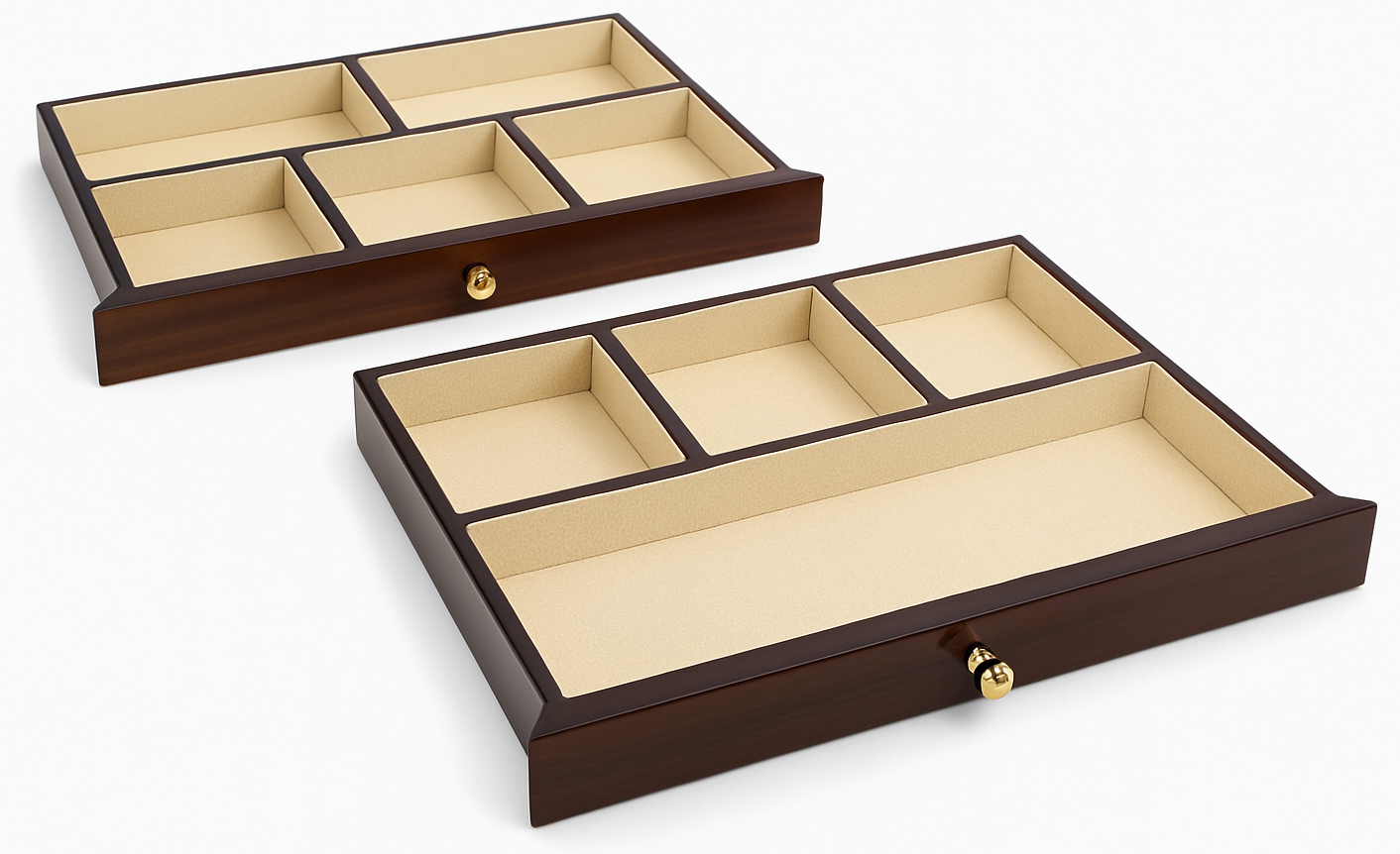 NEW European Walnut High Gloss 2-Drawer Wooden Jewellery Box L35cm