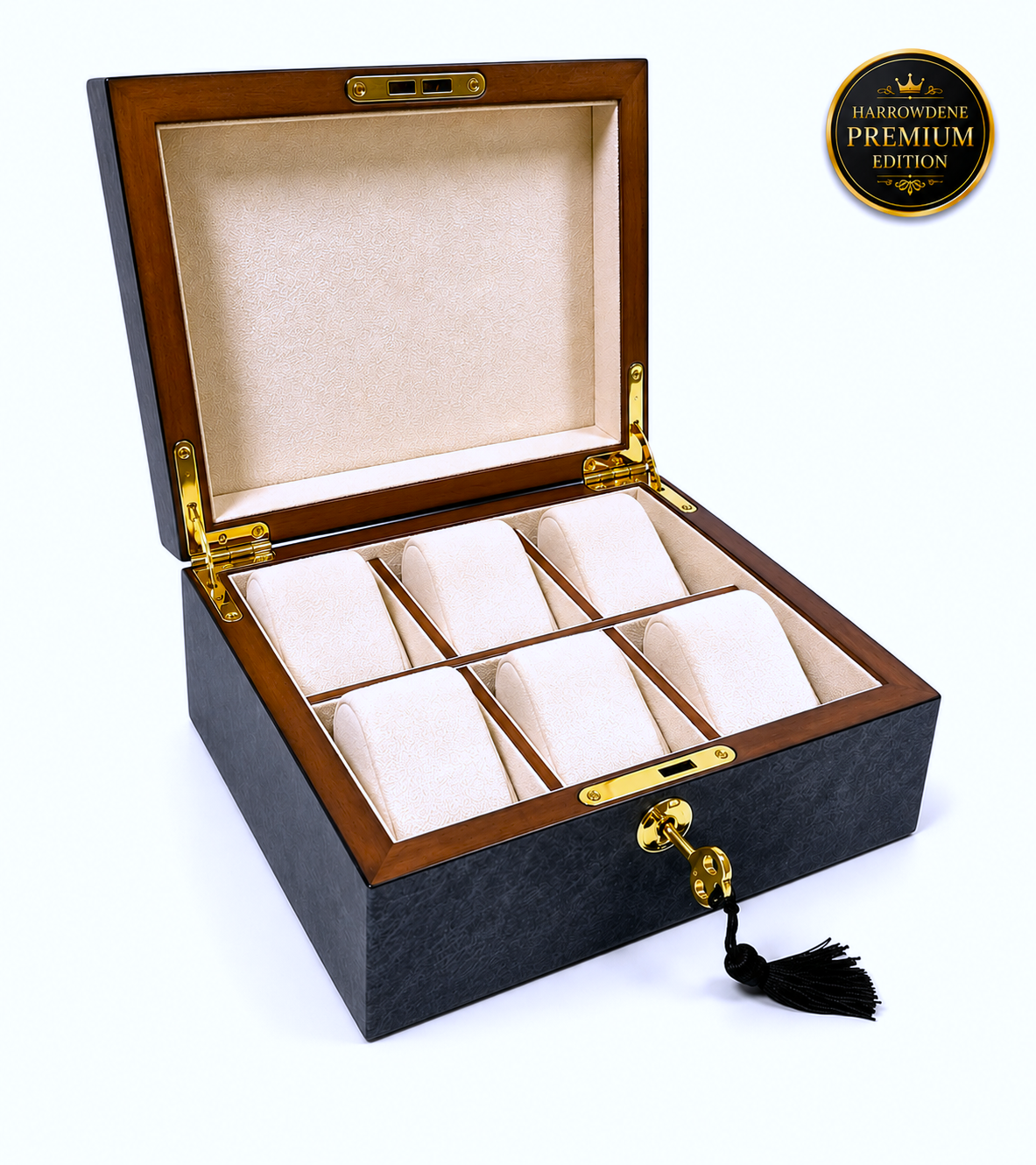 Harrowdene® Midnight Sapphire™ 6-Watch Box — Premium Edition