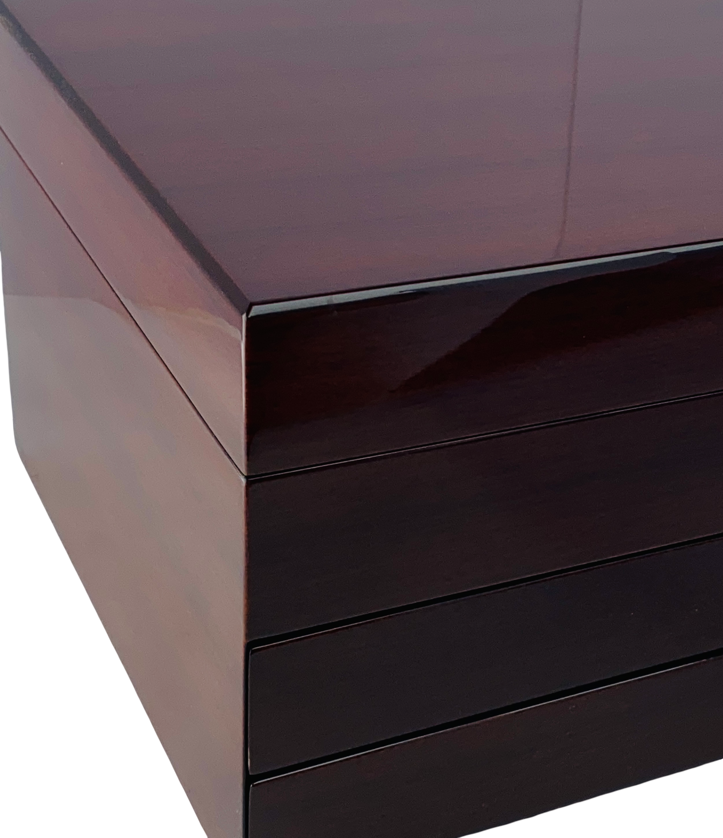 NEW Mahogany High Gloss 2-Drawer Wooden Jewellery Box L35cm