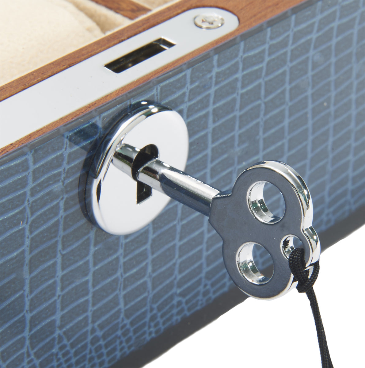 Blue Lizard Piano Finish Jewellery & Watch Box - 20cm