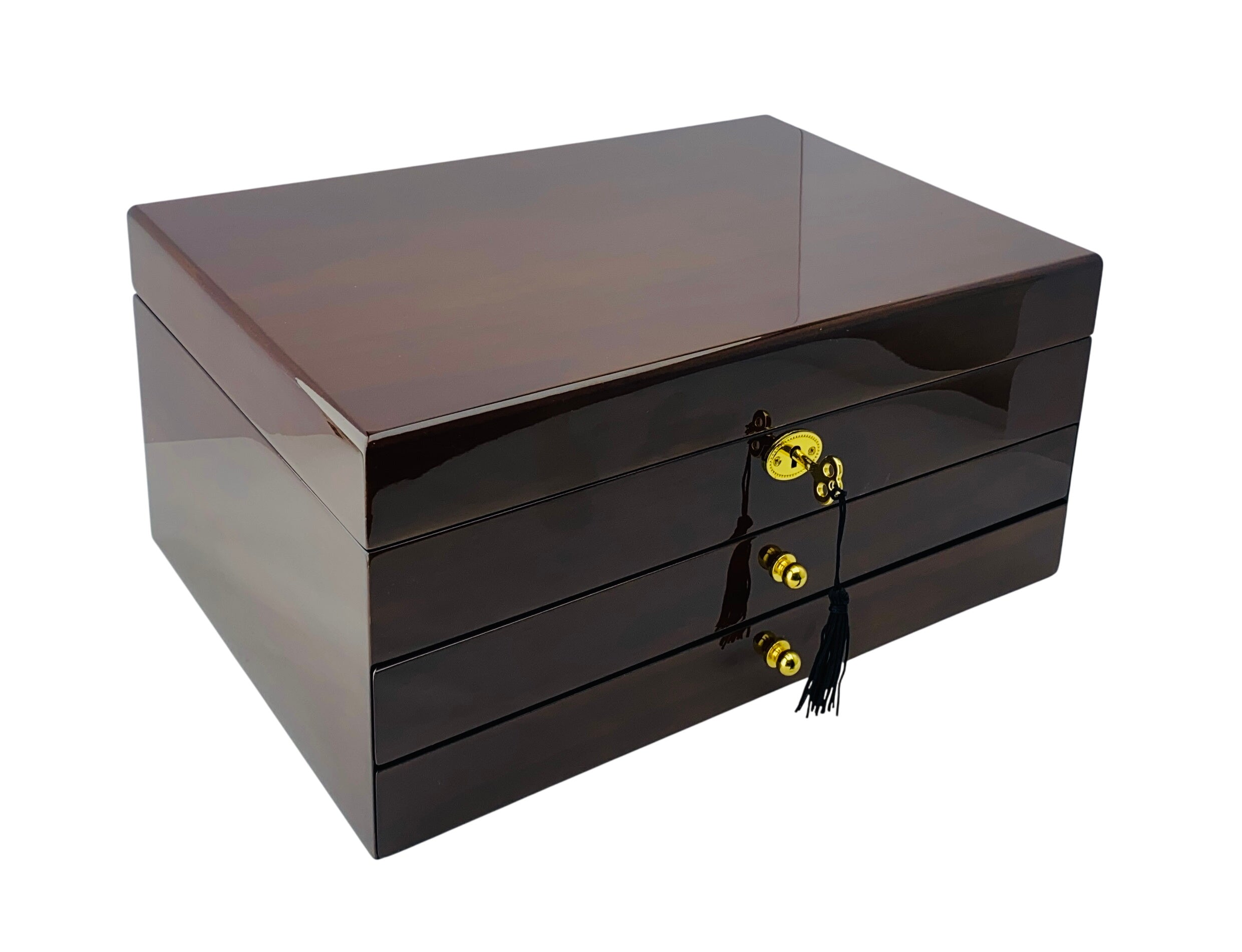 Harrowdene European Walnut High Gloss Jewellery Box 2-Drawer 35cm
