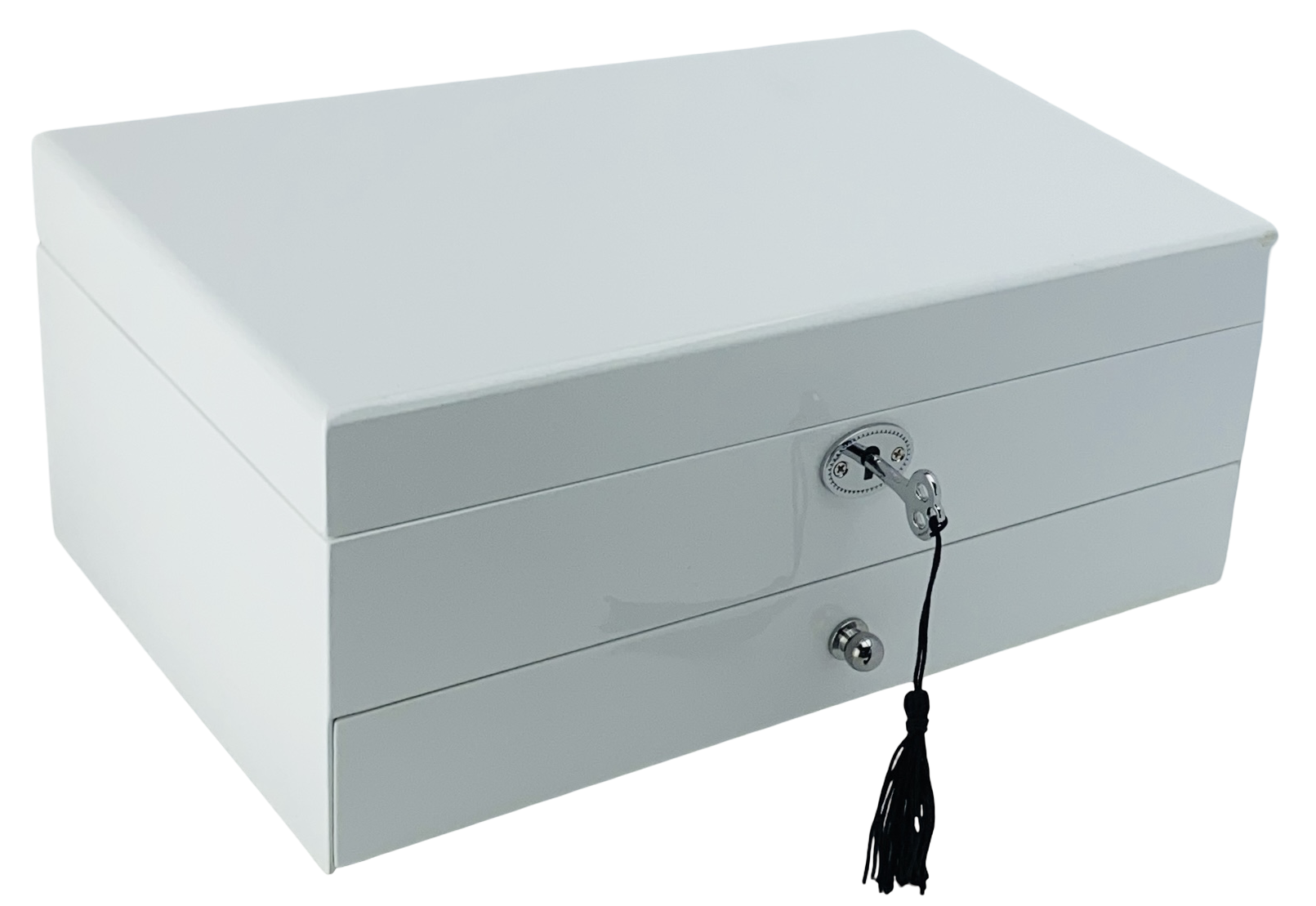 White High Gloss 1-Drawer Wooden Jewellery Box L28cm