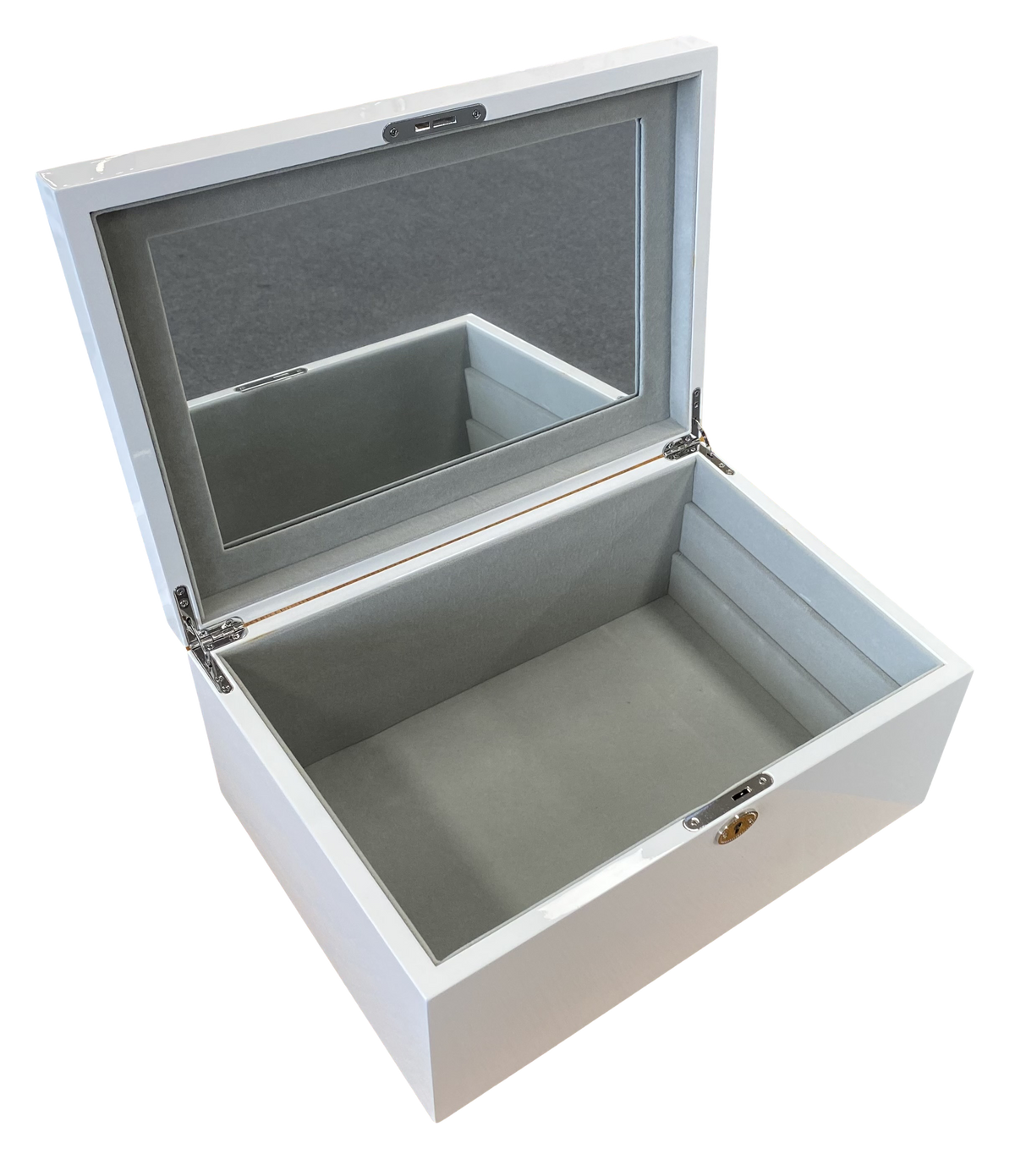 White High Gloss Wood Jewellery Box L37cm