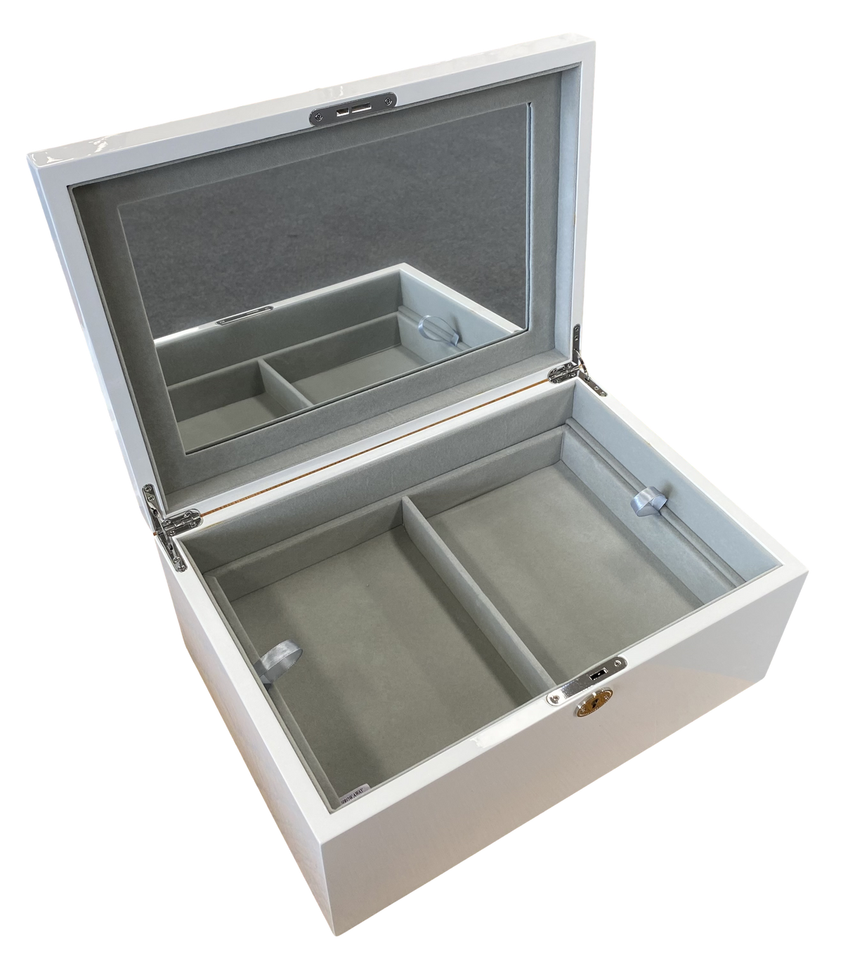 White High Gloss Wood Jewellery Box L37cm