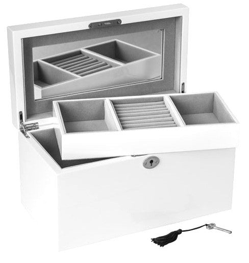 White High Gloss Wood Jewellery Box L30cm