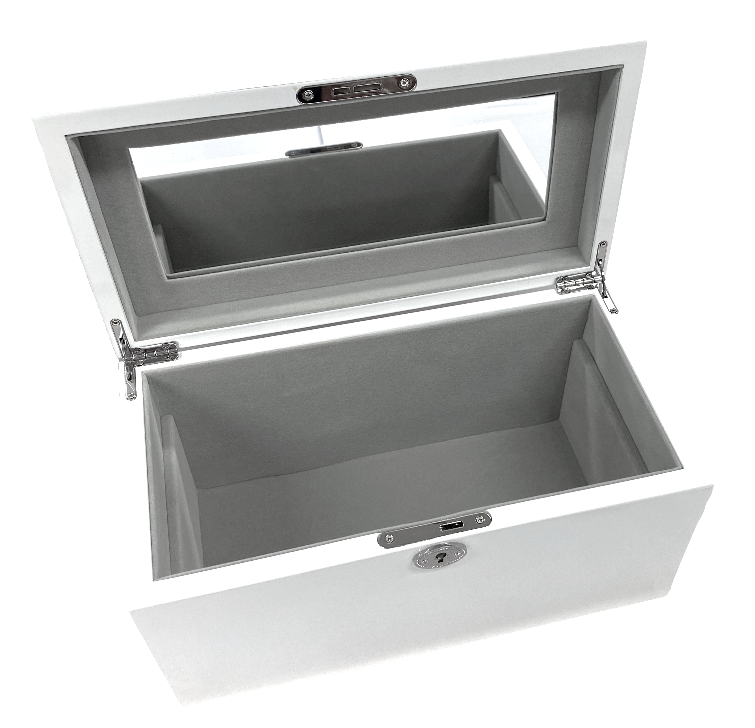 White High Gloss Wood Jewellery Box L30cm