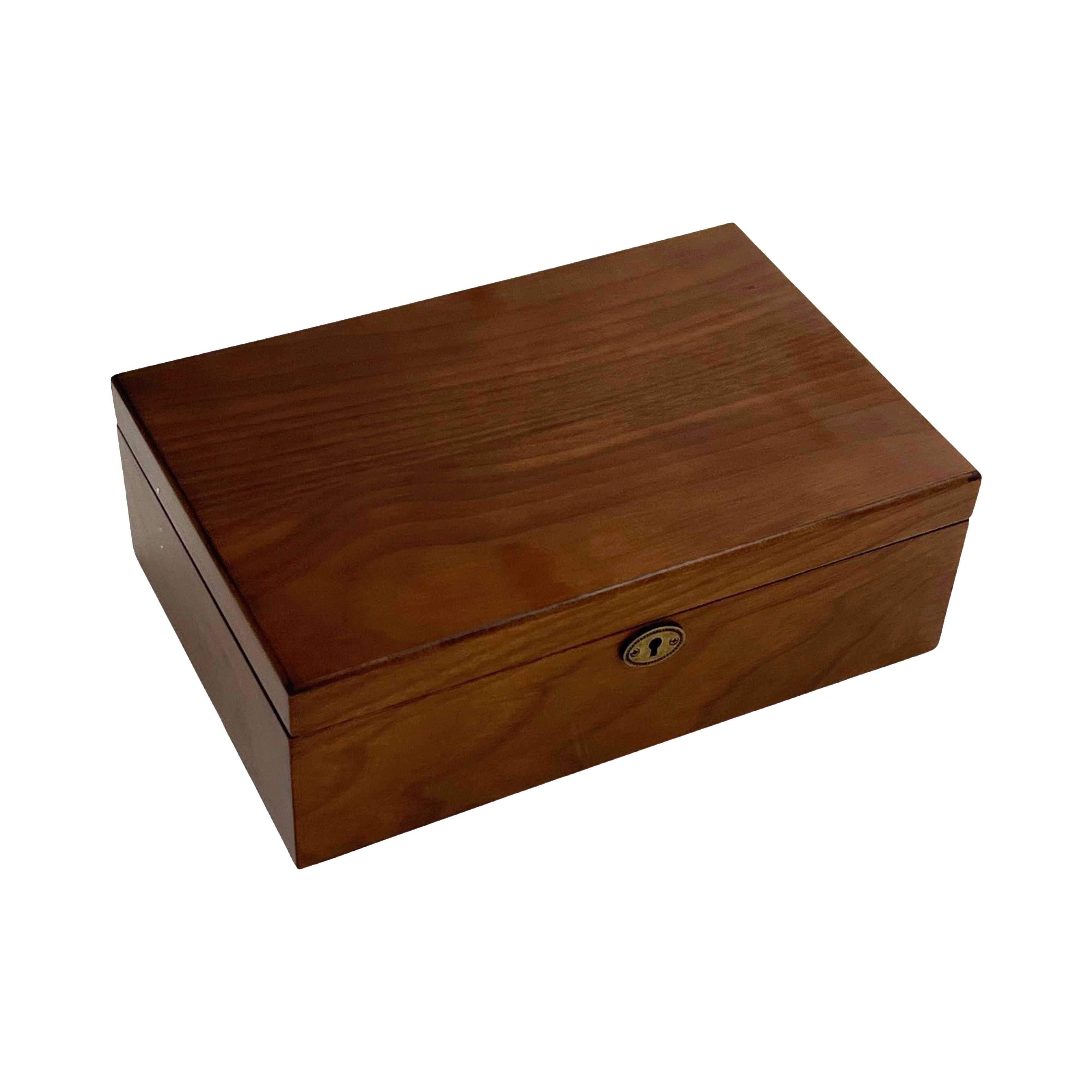 European Walnut Matte Finish Wood Jewellery Box, Length 30cm