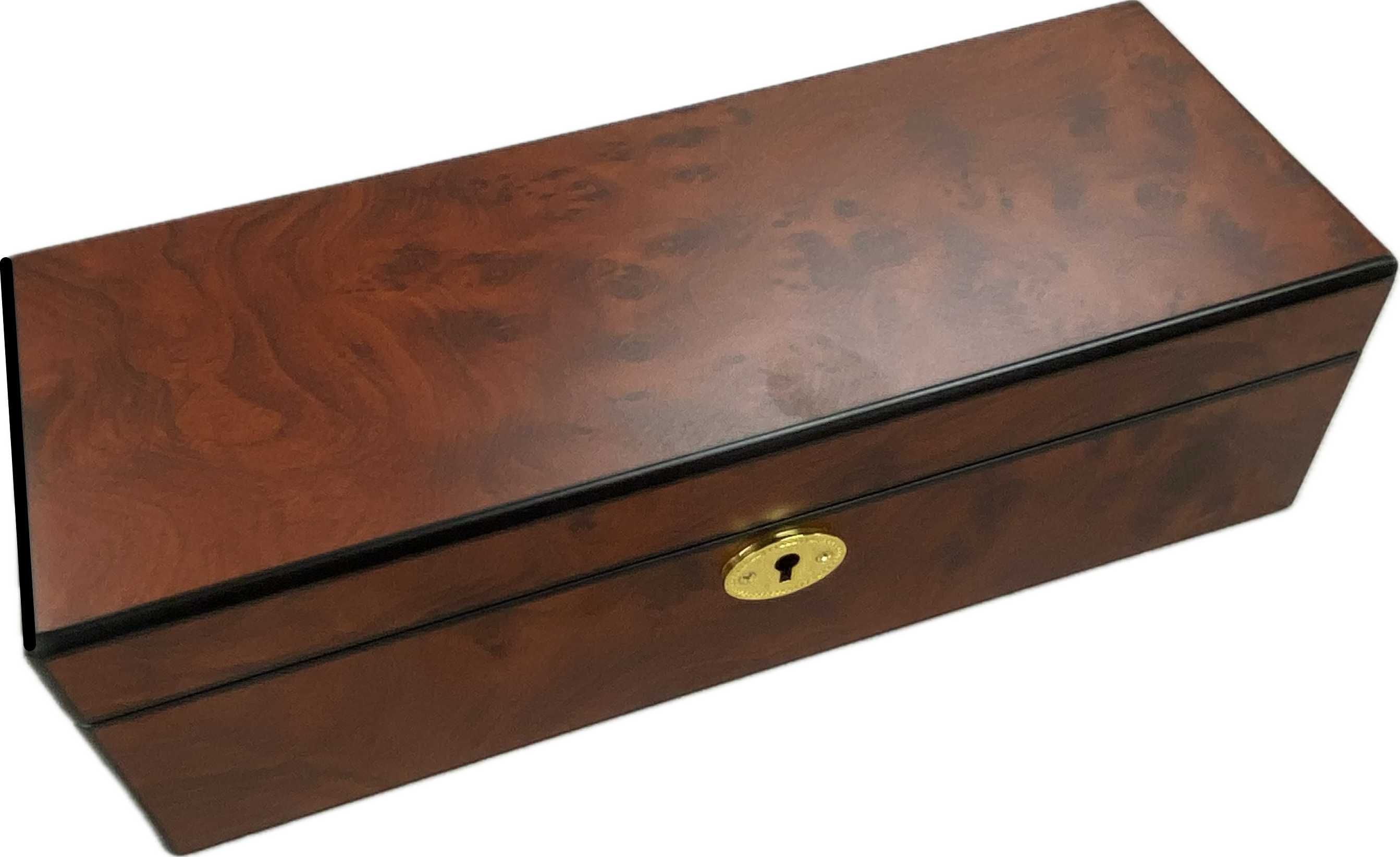 Maple Burl & Black Matt Key Lock 5-Watch Box, Length 28cm