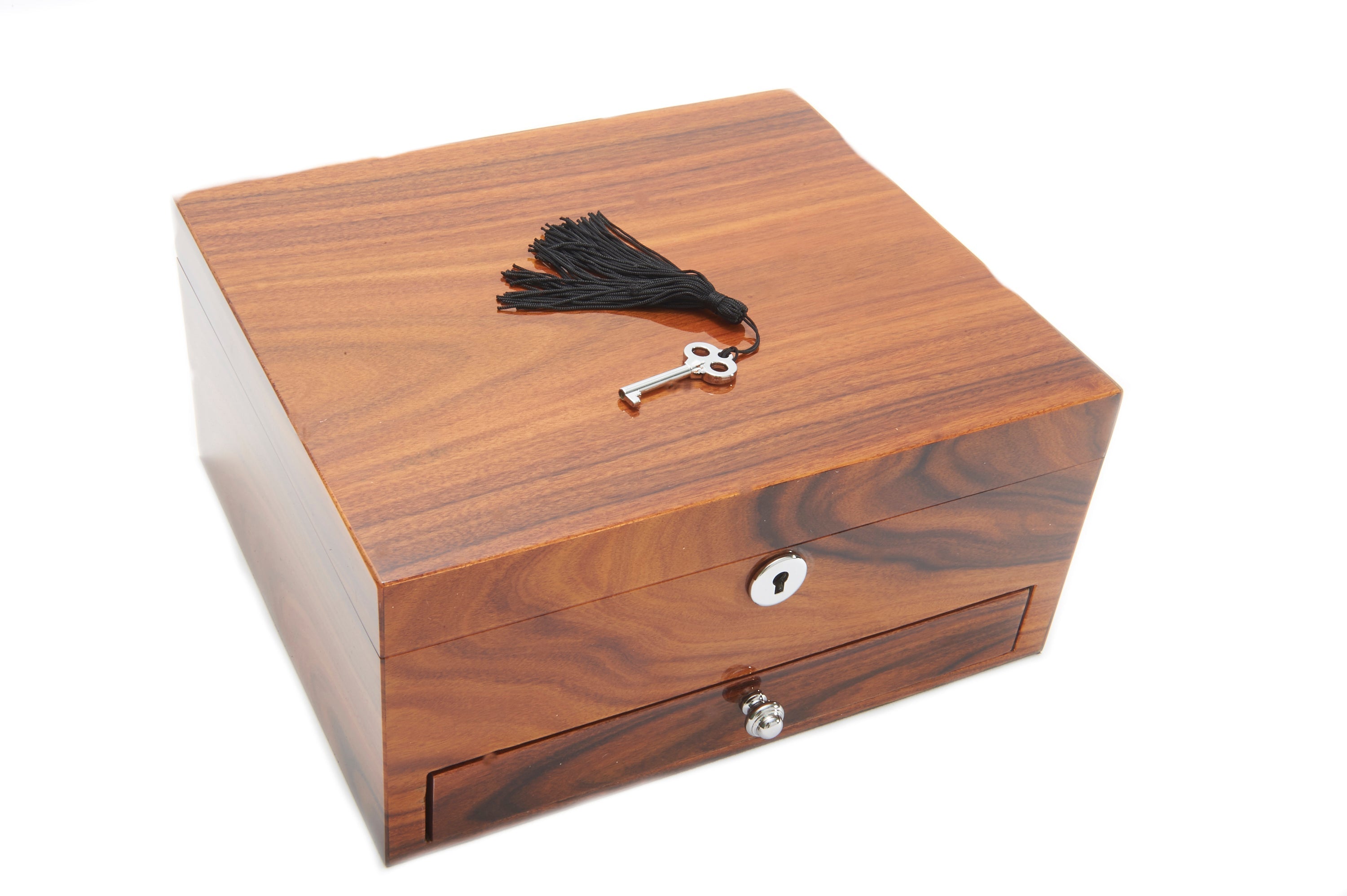 Harrowdene-Brazilian-Rosewood-Piano-Finish-Timber-Watch-Jewellery-Box-Length-24.5cm-Closed