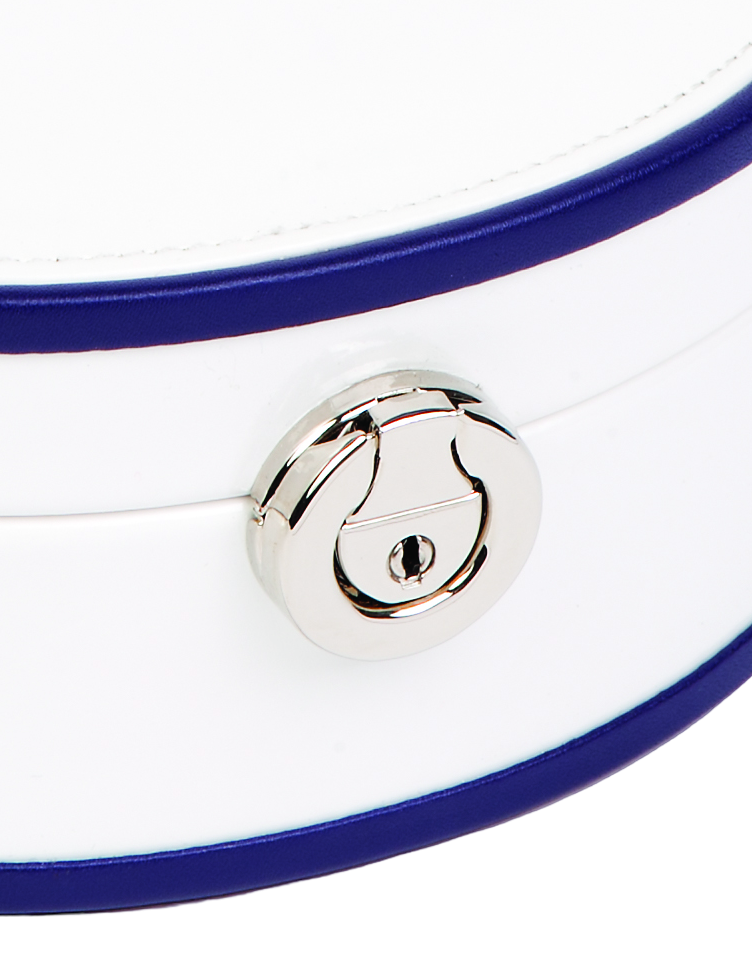 Demi-Lune White Patent Faux Leather Jewellery Box L22cm