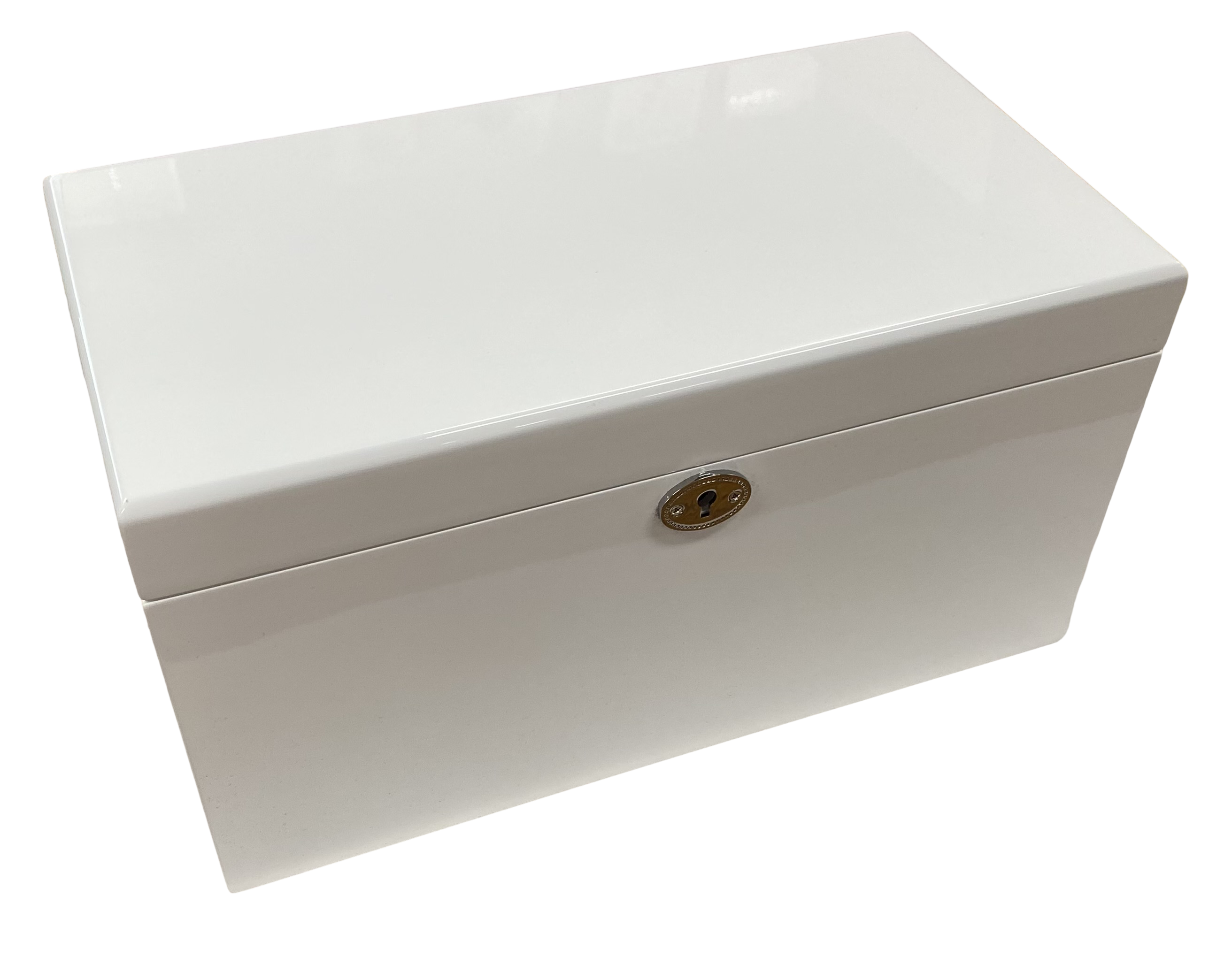 White High Gloss Wood Jewellery Box, Length 30cm