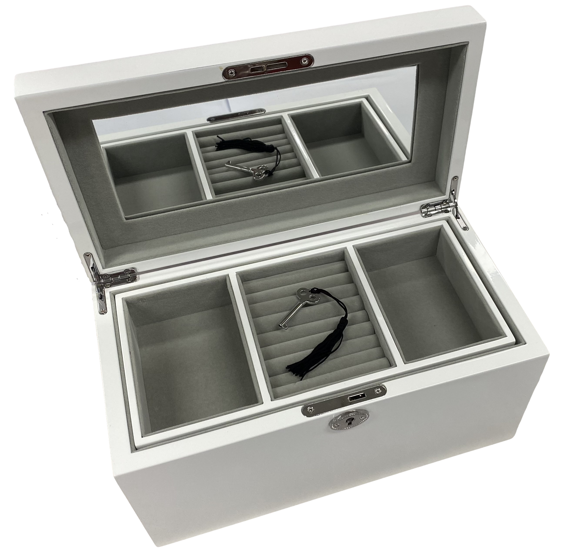 White High Gloss Wood Jewellery Box L30cm