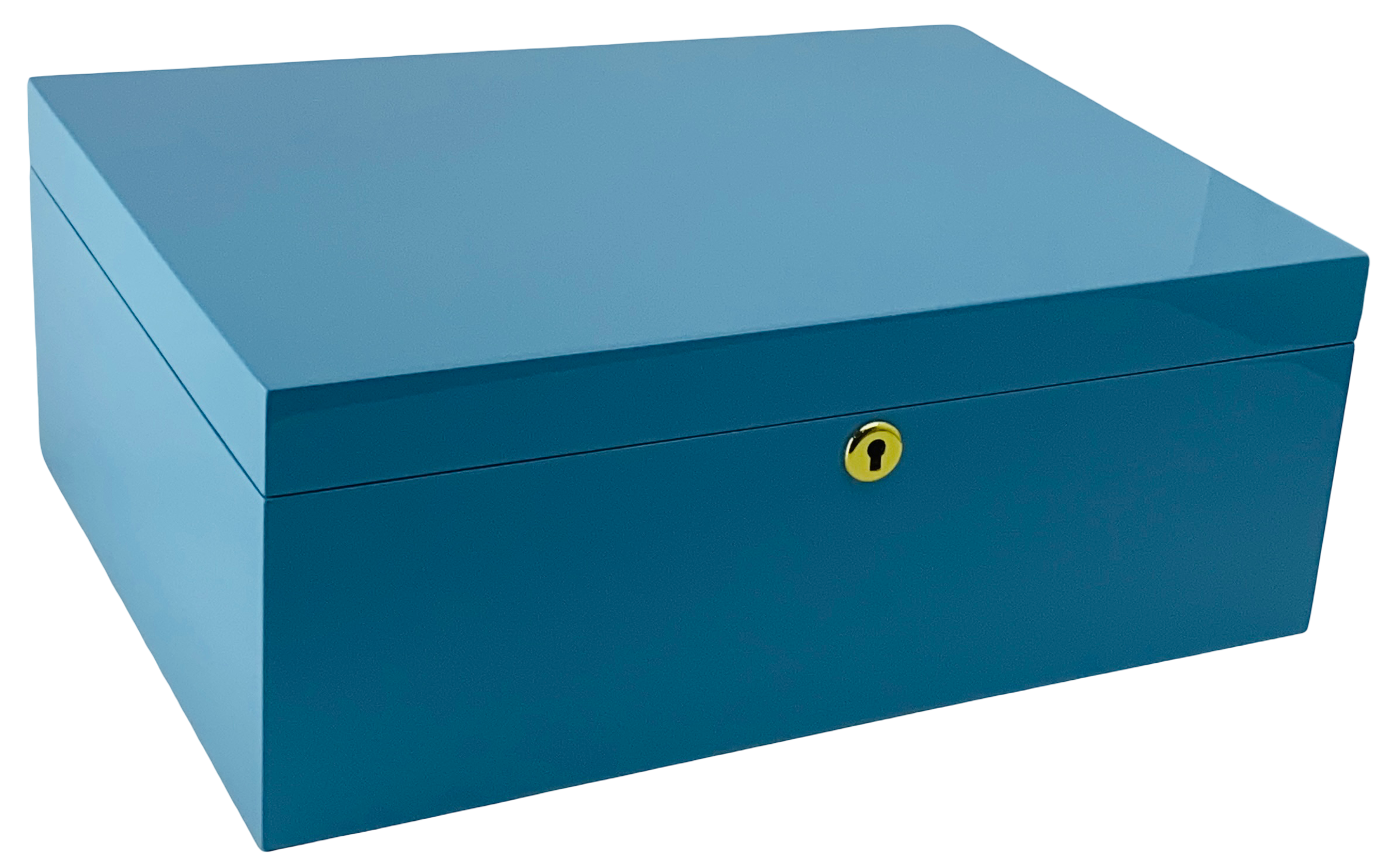 Blue High Gloss Wood Jewellery Box L35cm