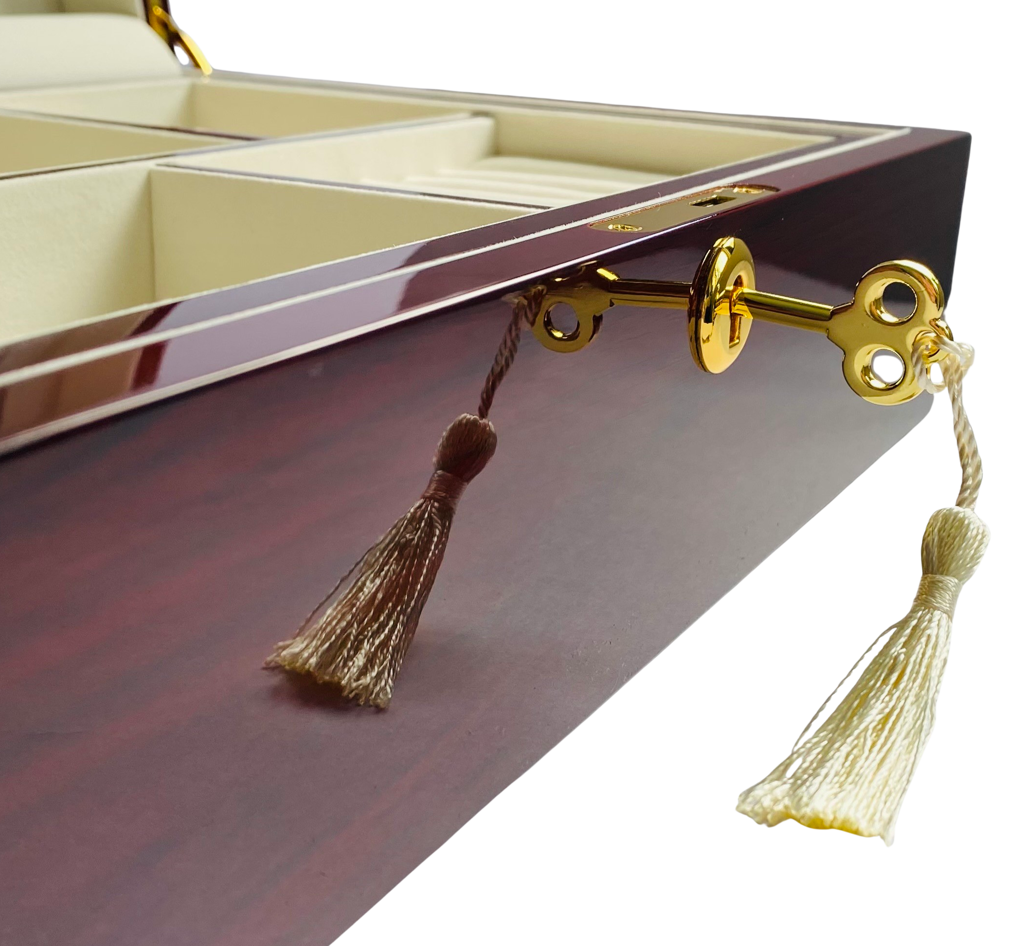 Rosewood Piano Finish Timber Jewellery Box with Liftout Tray L31cm