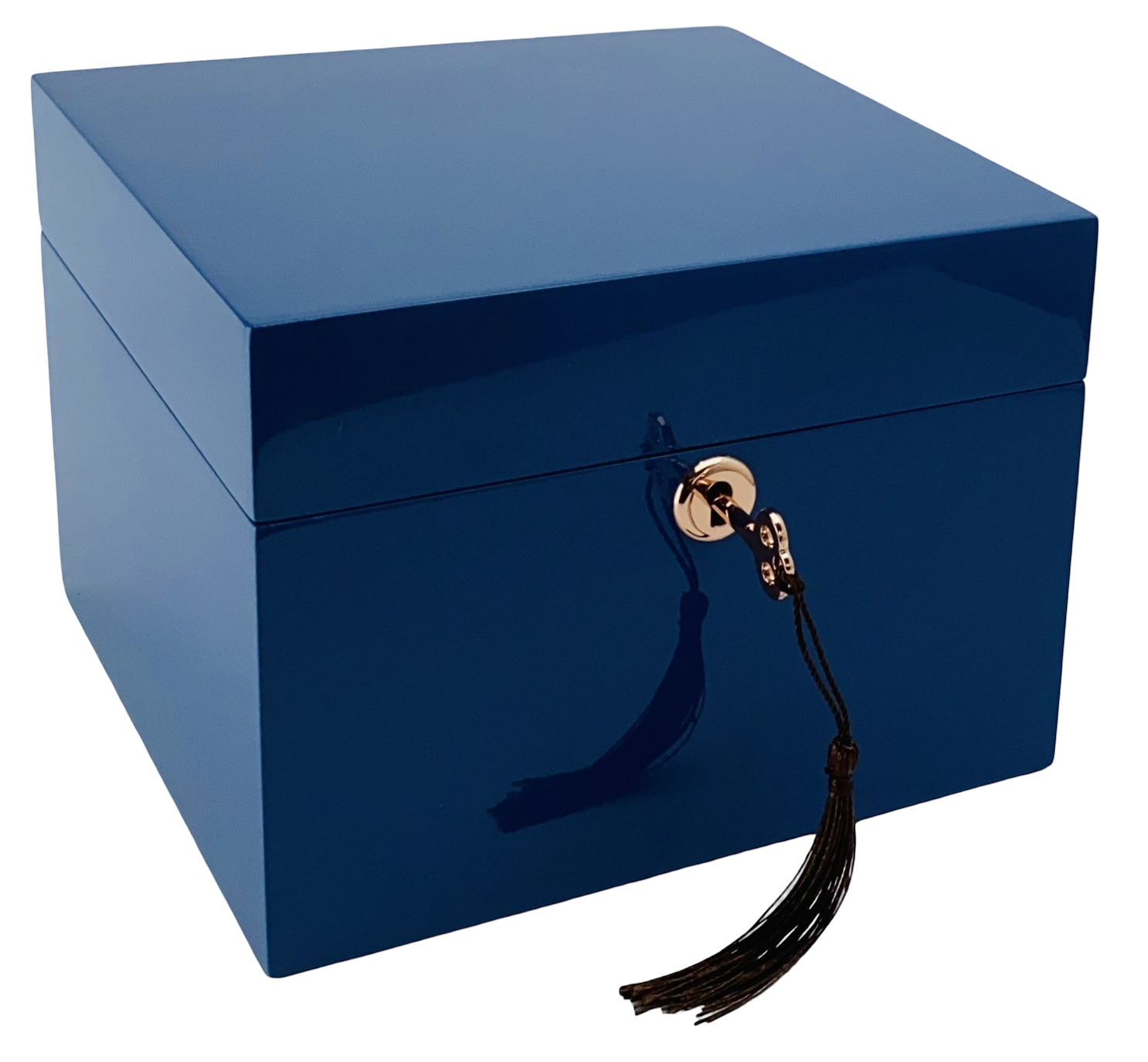 Small Azure High Gloss Wood Jewellery Box L19cm