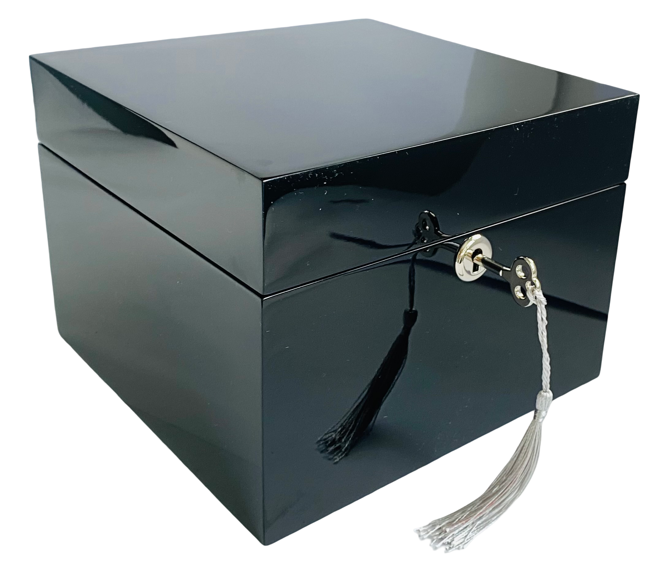 Small Black High Gloss Wood Jewellery Box L19cm