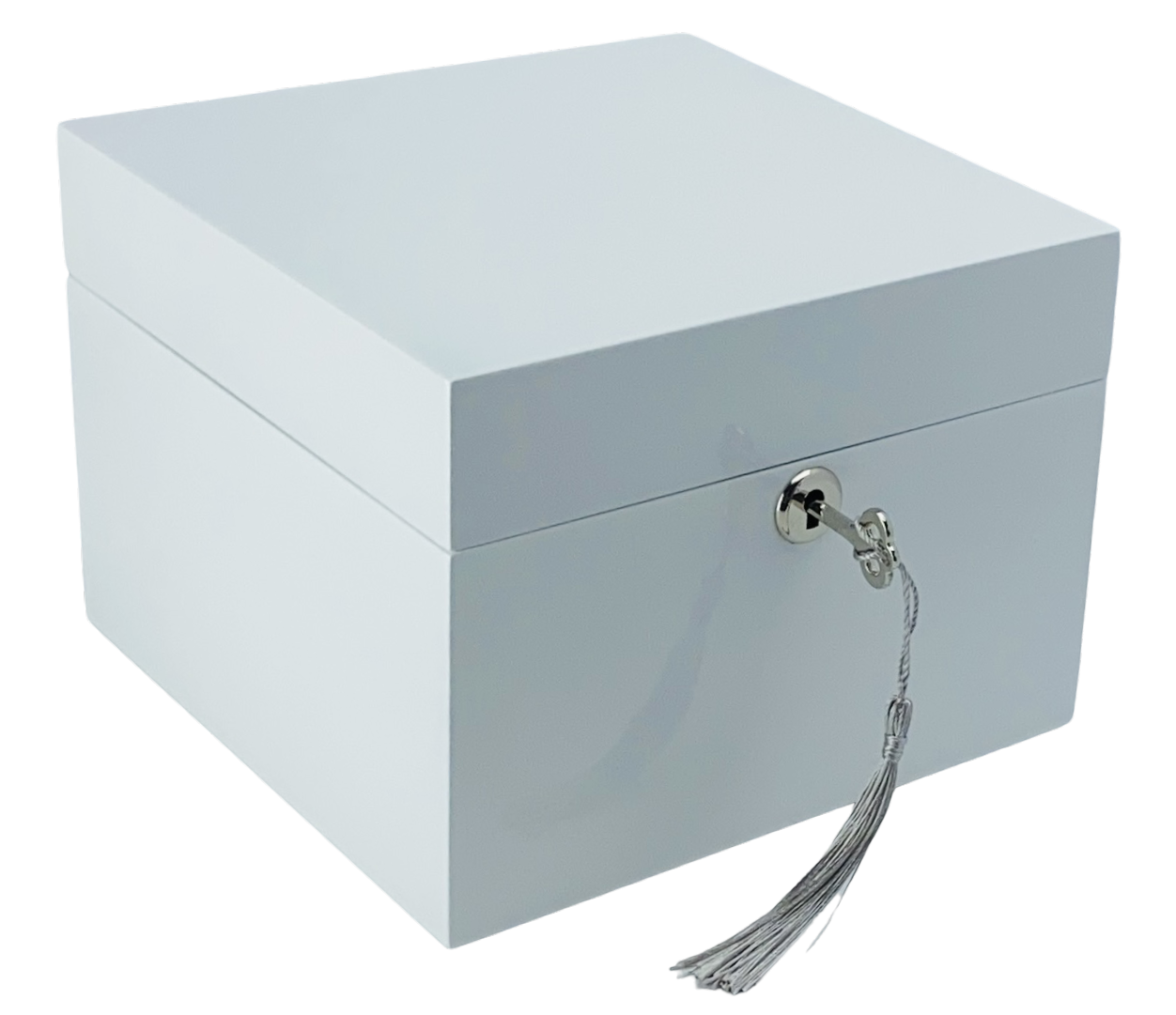 Small White High Gloss Wood Jewellery Box L19cm
