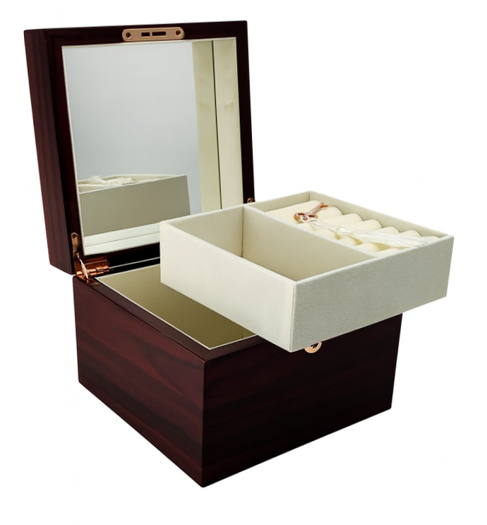 Small Jarrah High Gloss Wood Jewellery Box L19cm