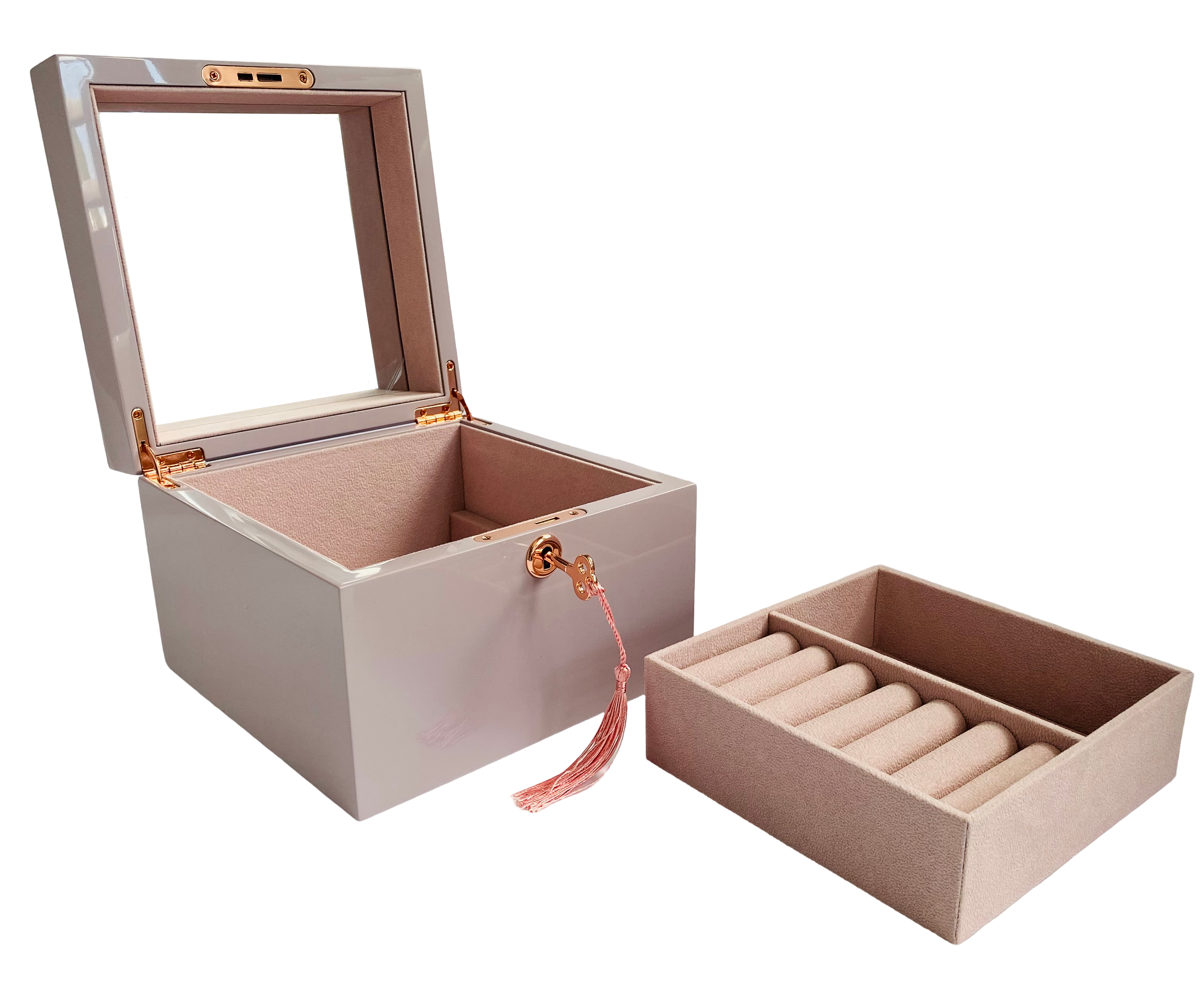 Small Lilac High Gloss Wood Jewellery Box L19cm