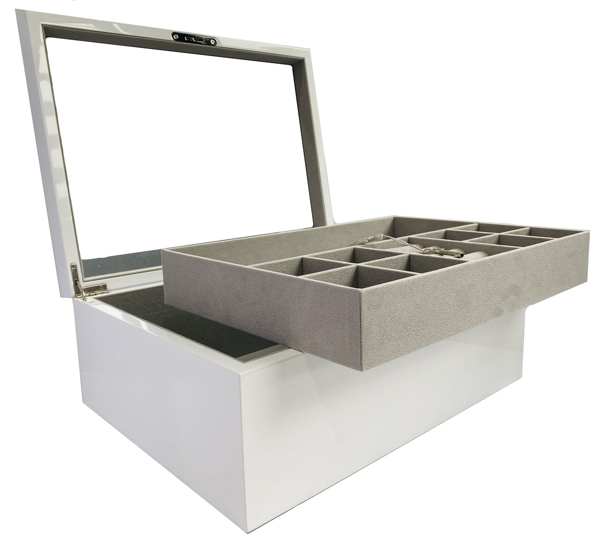 White High Gloss Wood Jewellery Box L35cm