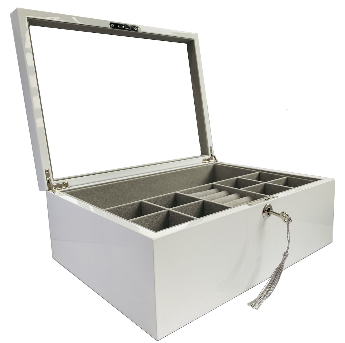 White High Gloss Wood Jewellery Box L35cm