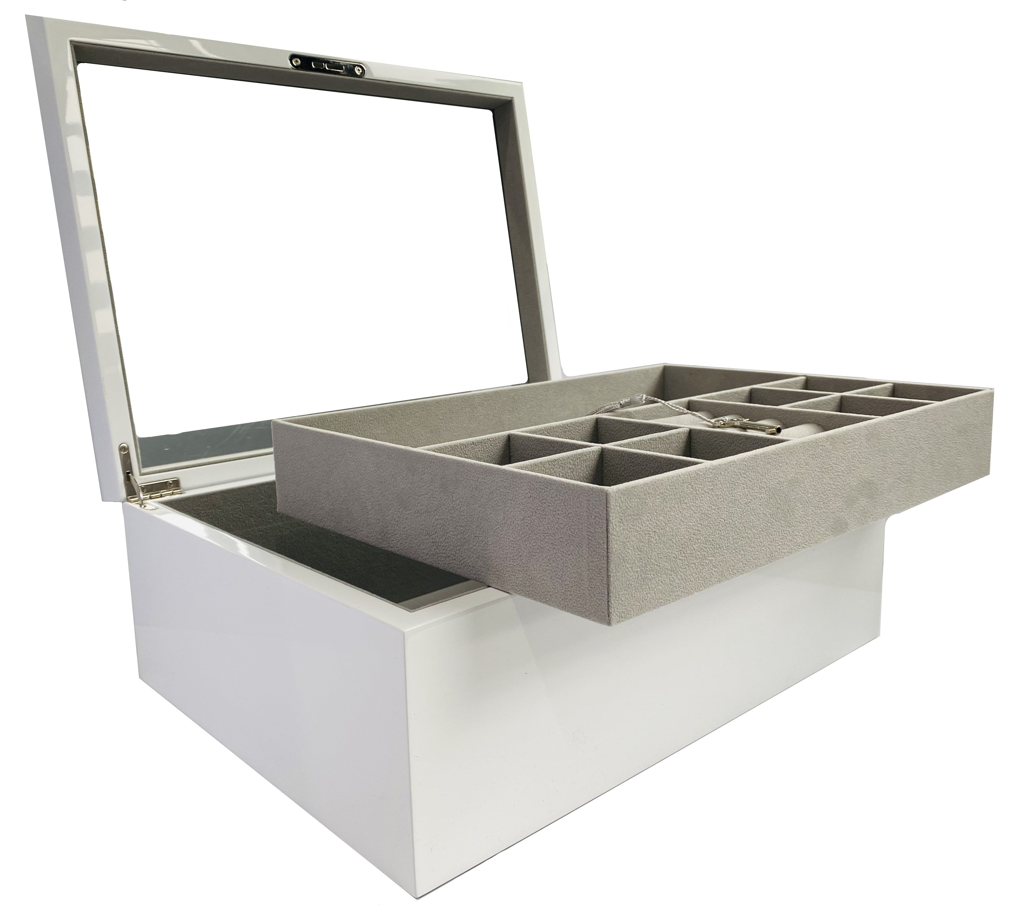 White High Gloss Wood Jewellery Box L35cm