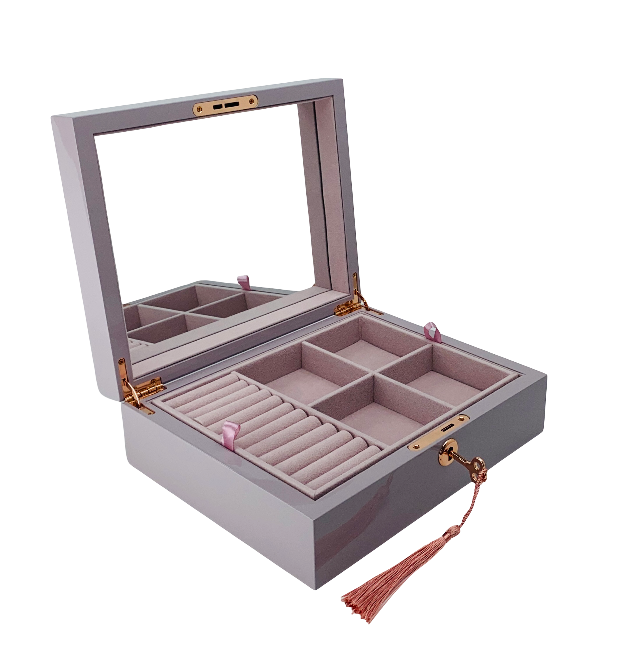 Lilac High Gloss Wood Jewellery Box L24cm