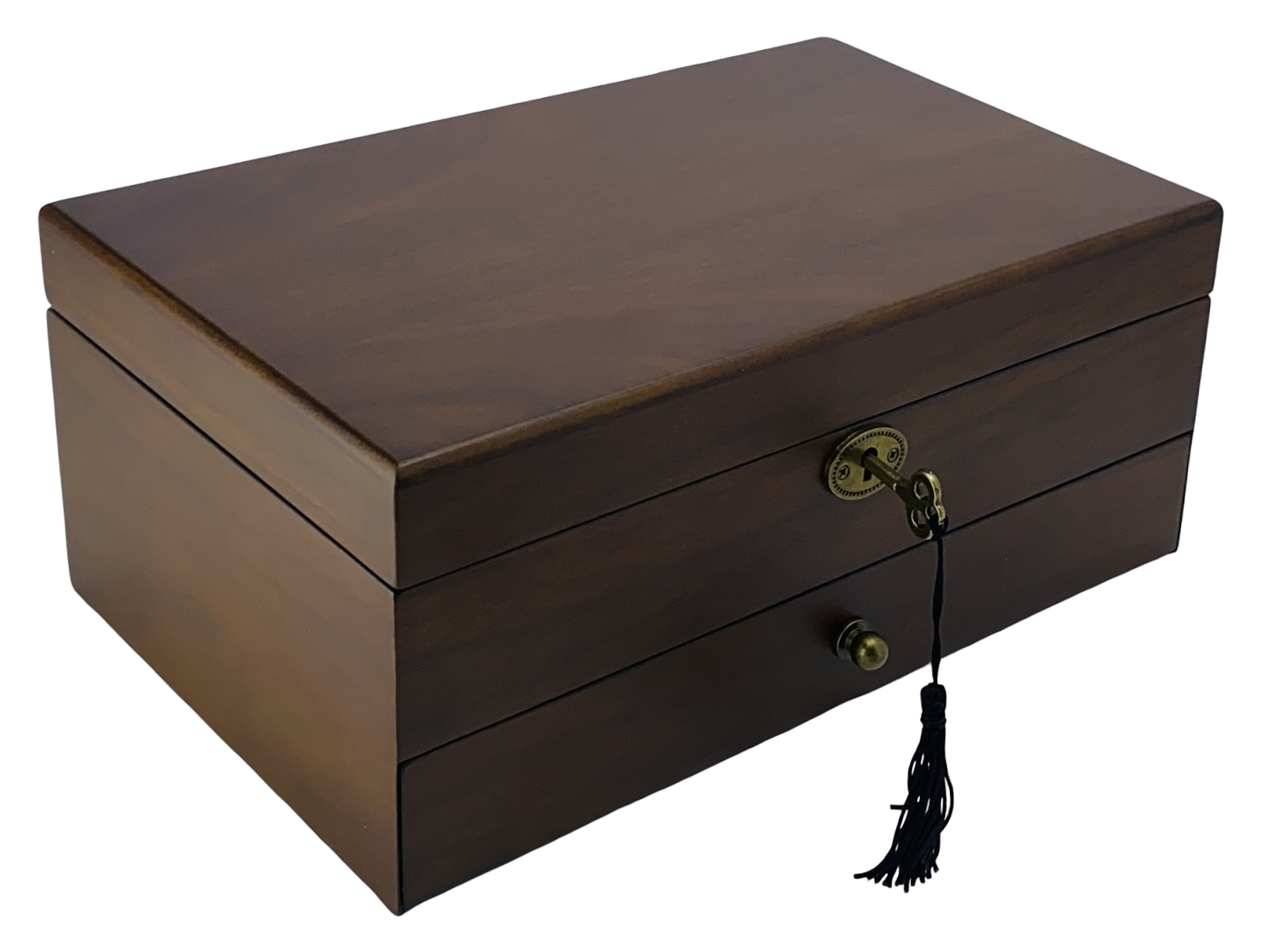 European Walnut Matte 1-Drawer Wooden Jewellery Box L28cm