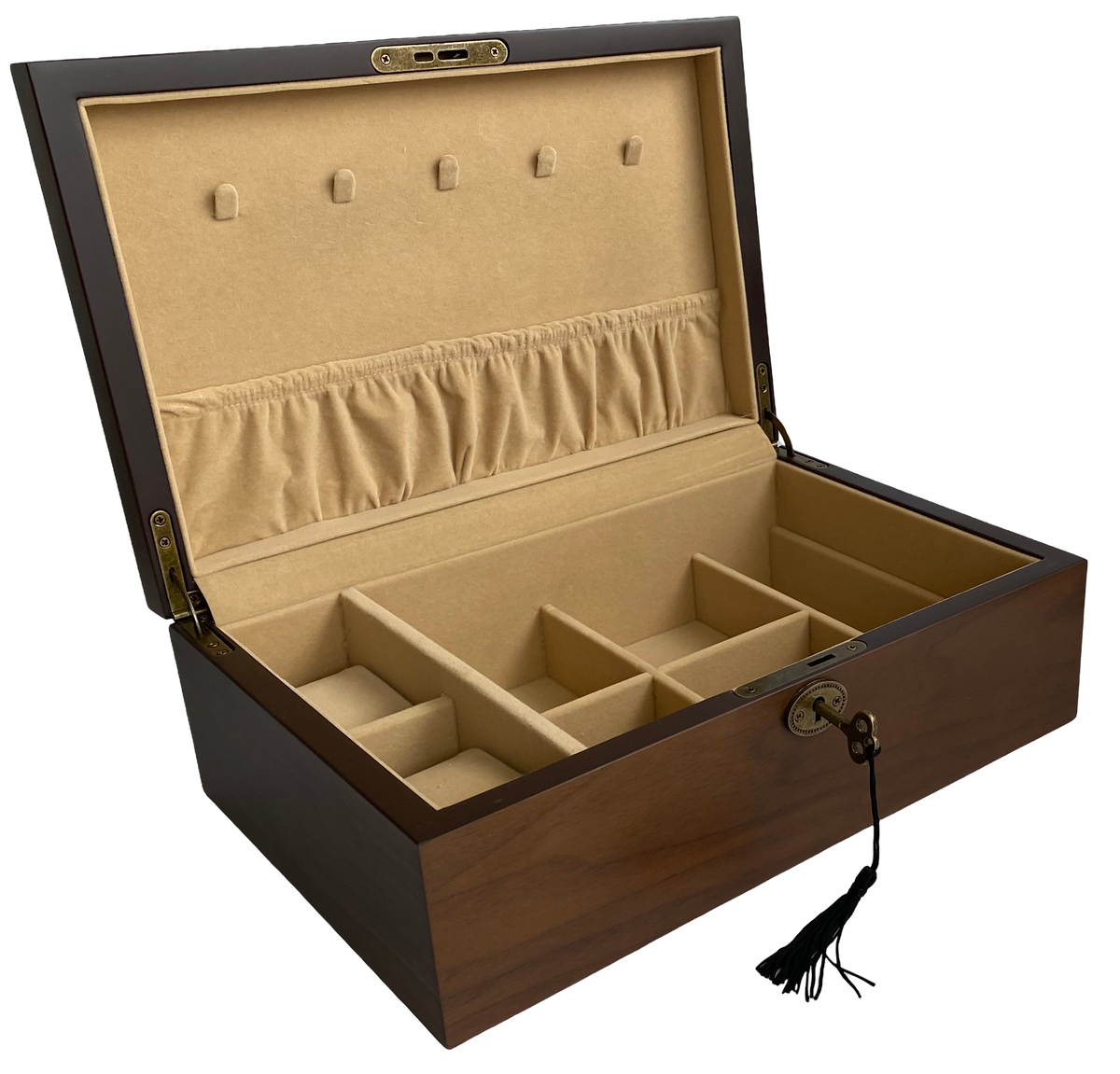 European Walnut Matte Finish Jewellery Box with Liftout Tray – 30cm