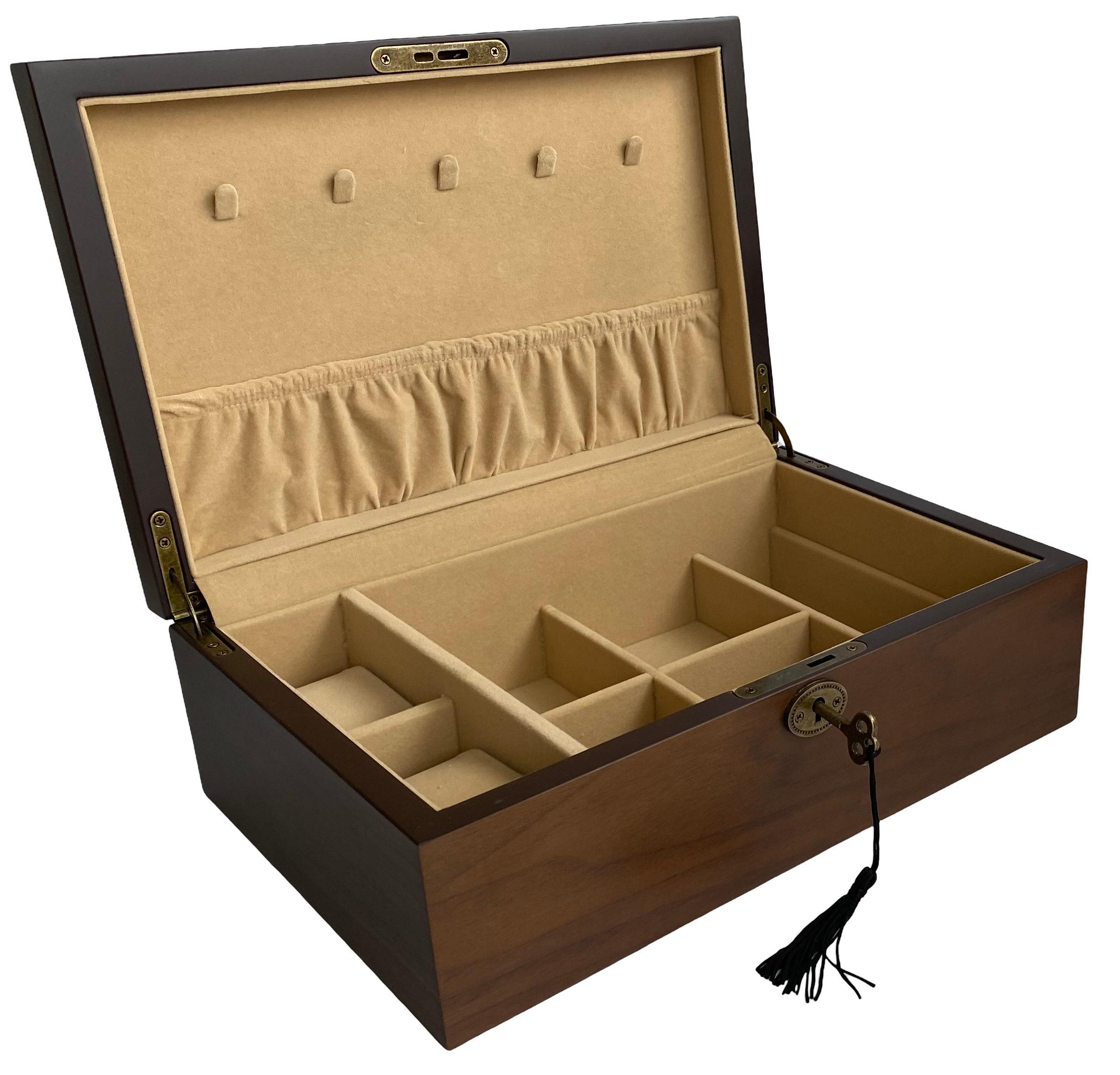 European Walnut Matte Finish Wood Jewellery Box L30cm