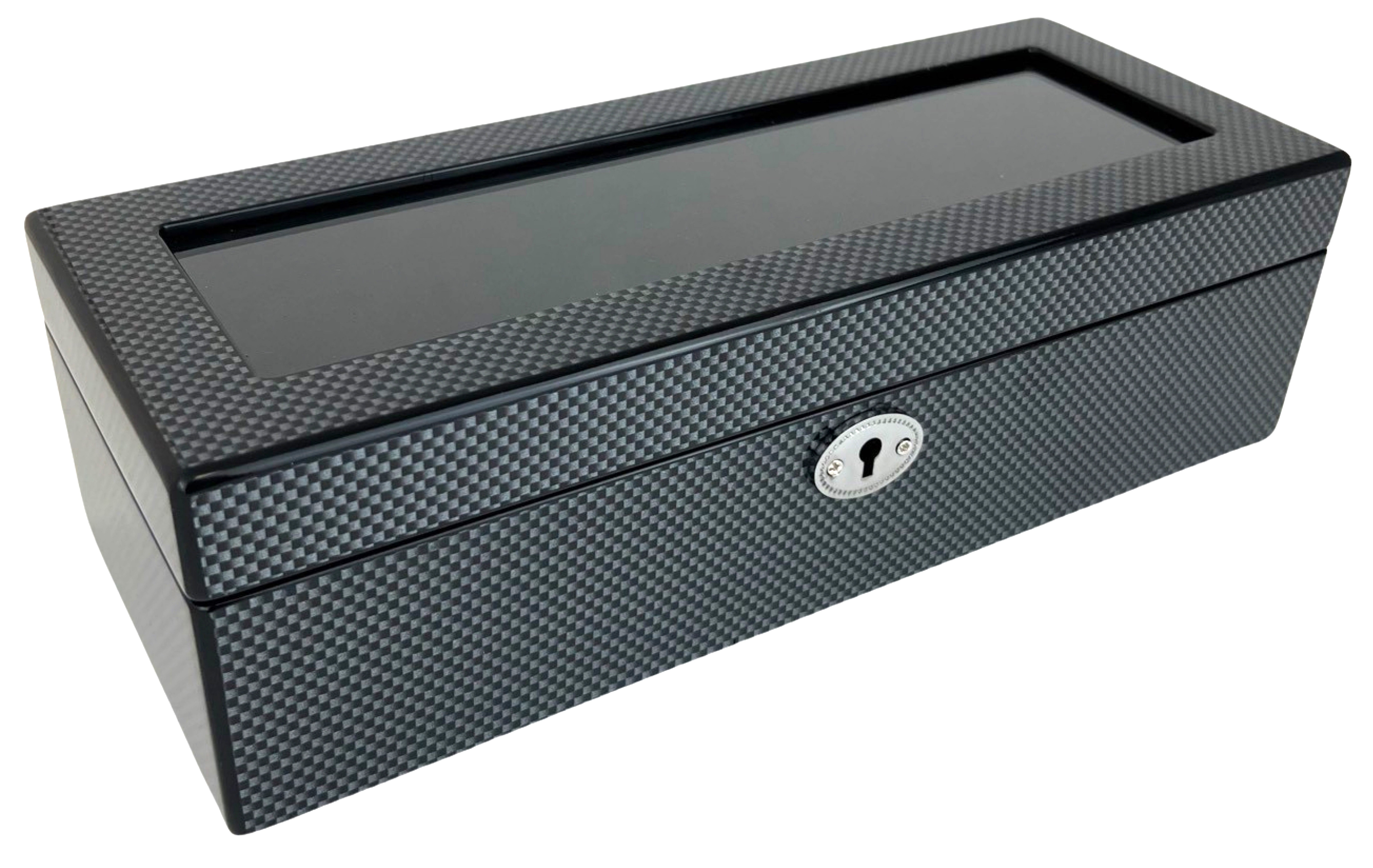 Carbon Fibre Finished High Gloss 5-Watch Box, Length 28cm