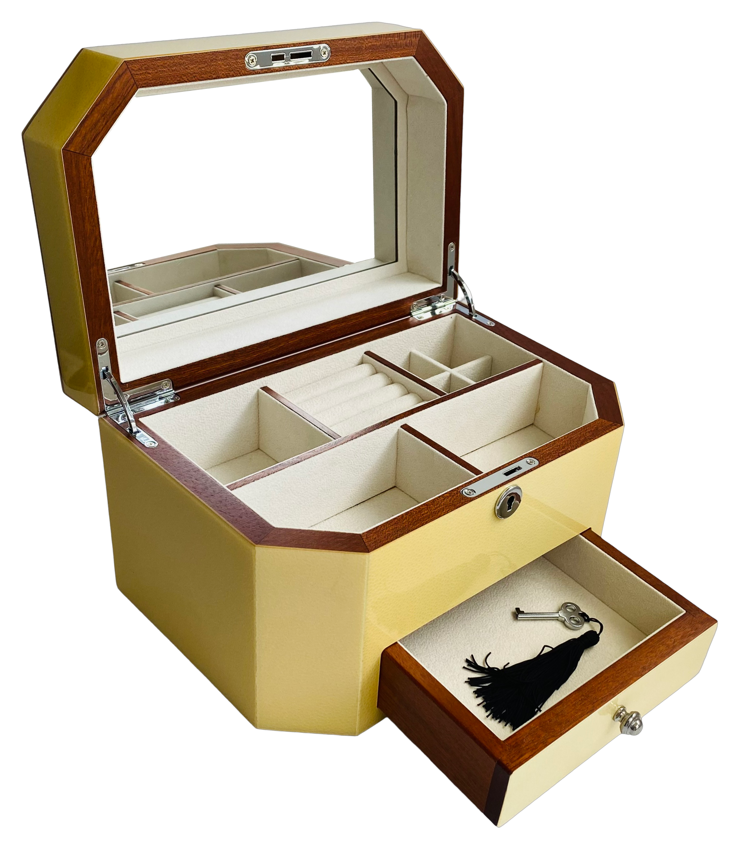 Stingray Timber Piano Finish Jewellery Box with Drawer L27cm