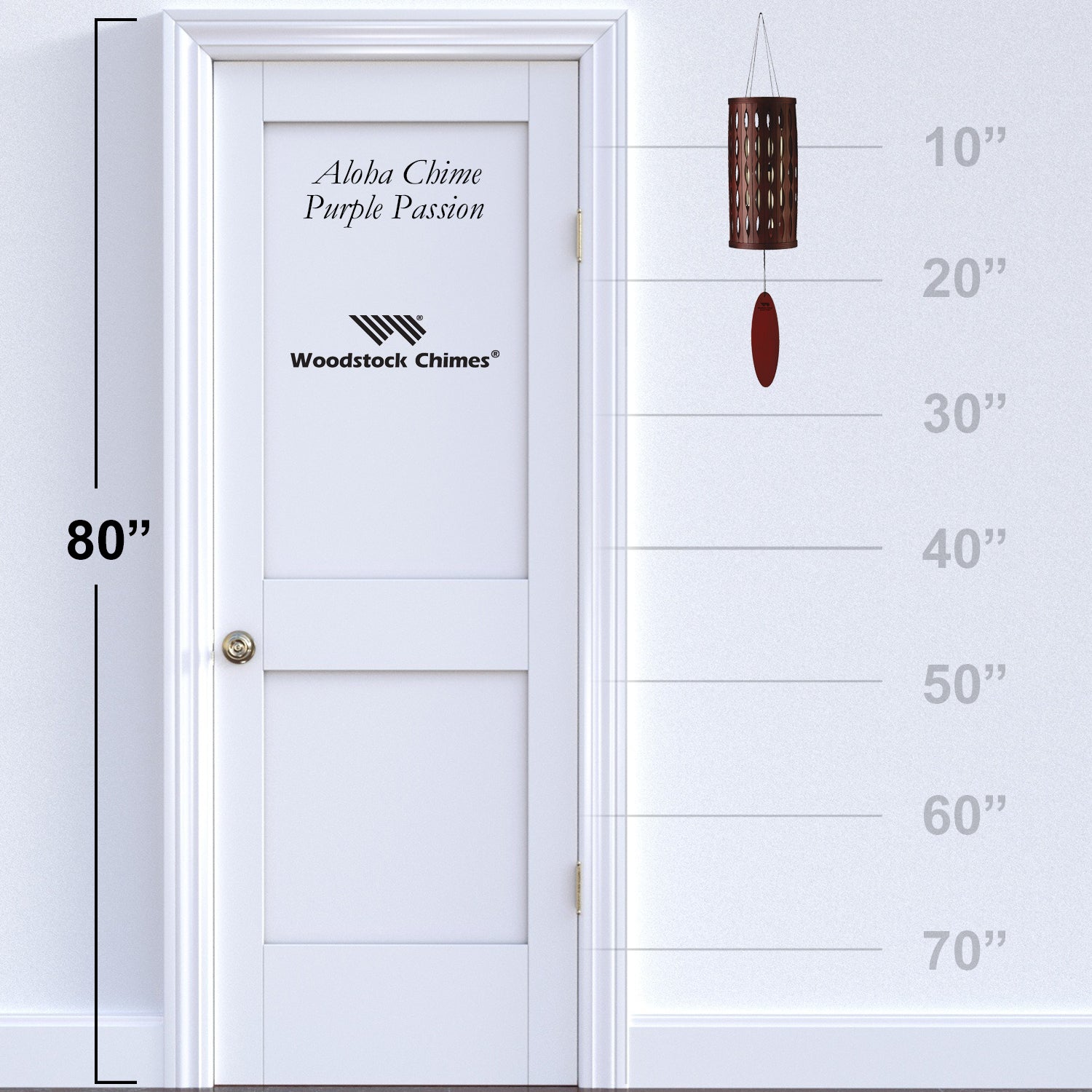 Woodstock Aloha Chime - Purple size guide