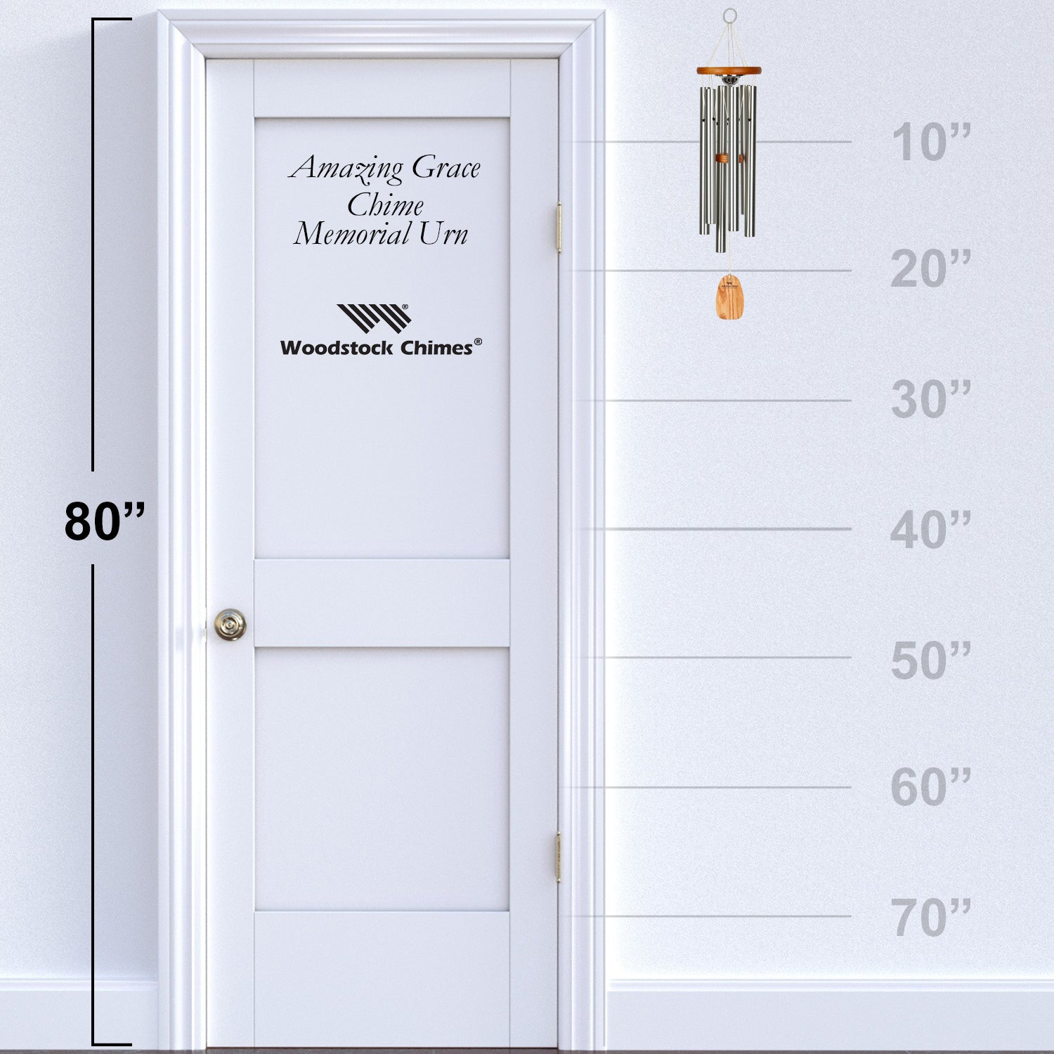 Woodstock Amazing Grace Chime - Memorial Urn size guide