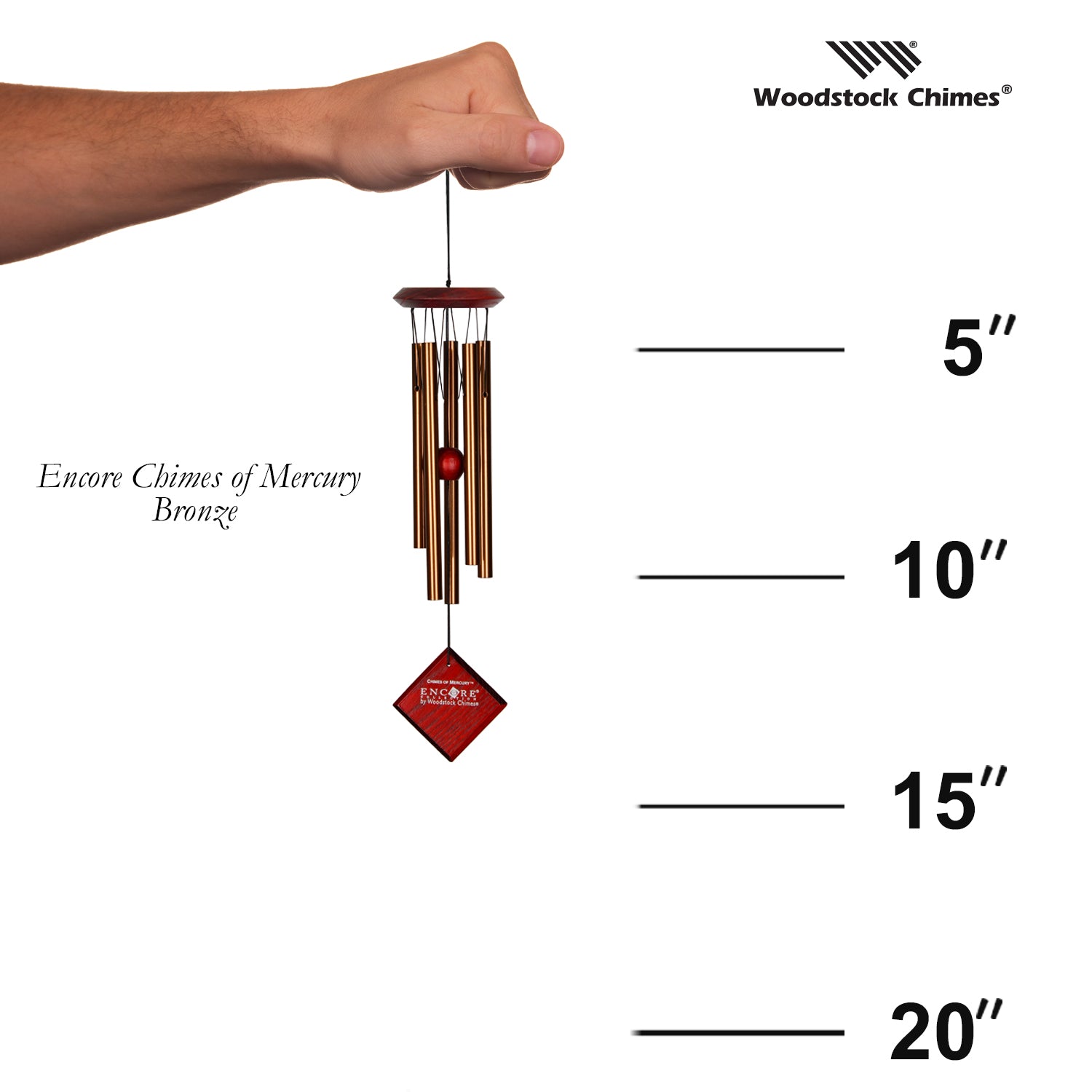 Woodstock Chimes of Mercury - Bronze size guide