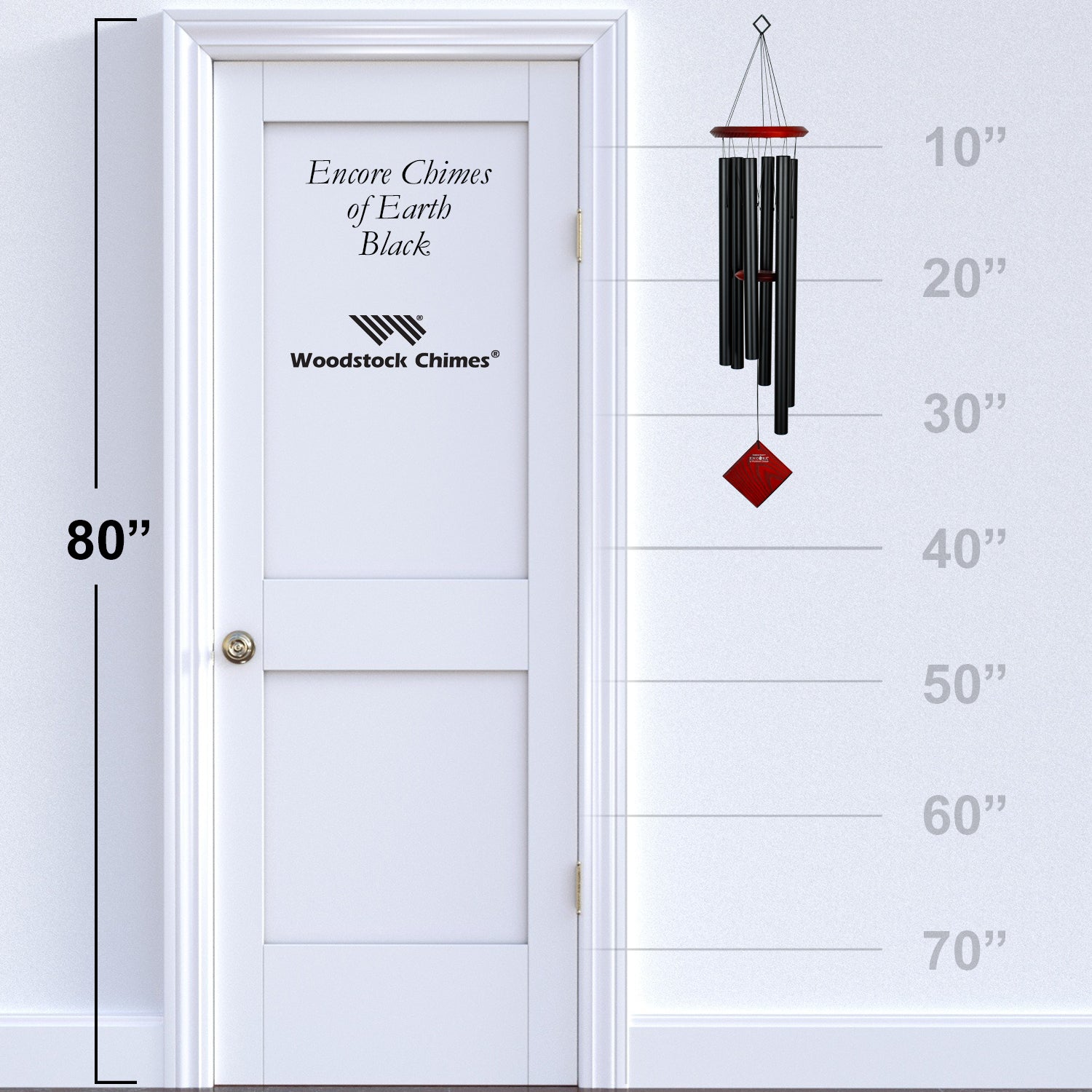 Woodstock Chimes of Earth - Black size guide