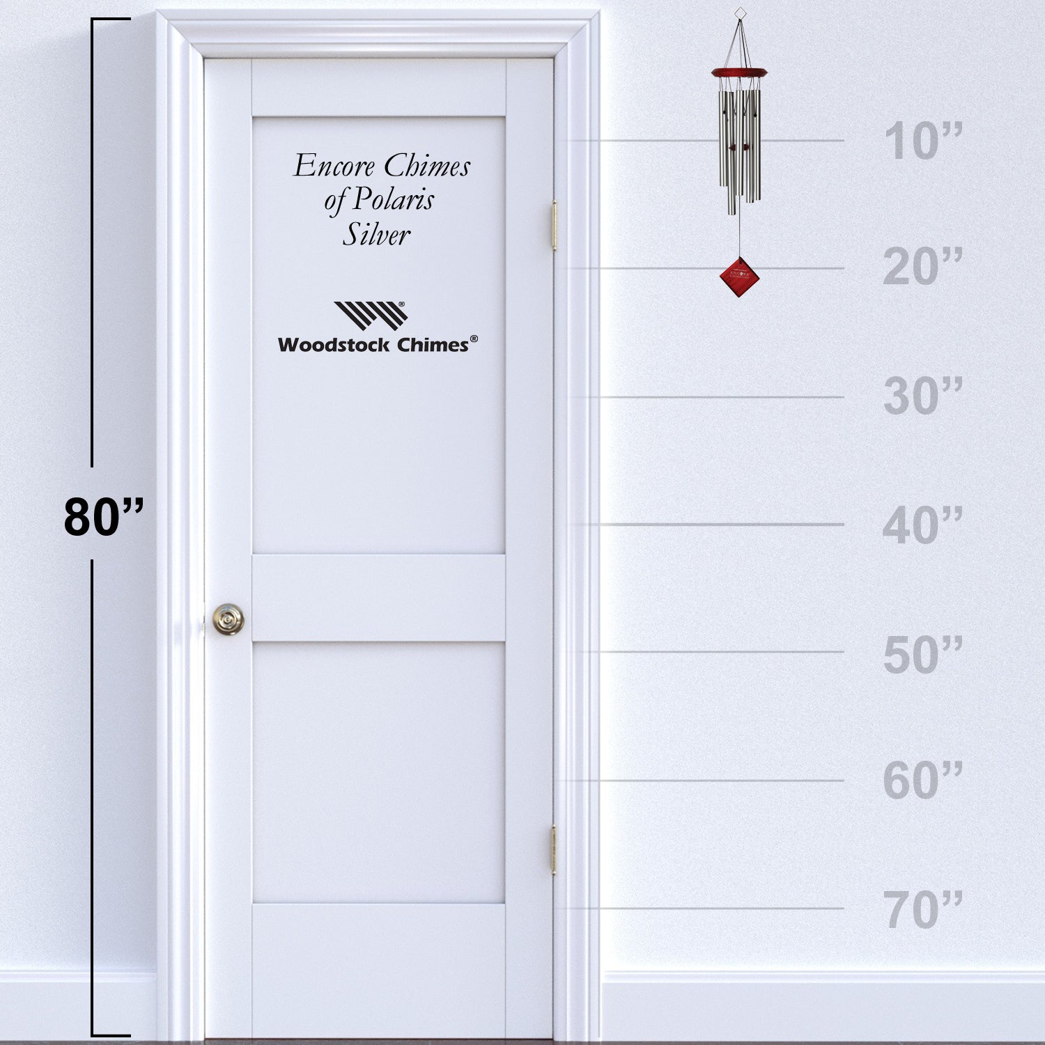 Woodstock Chimes of Polaris - Silver size guide