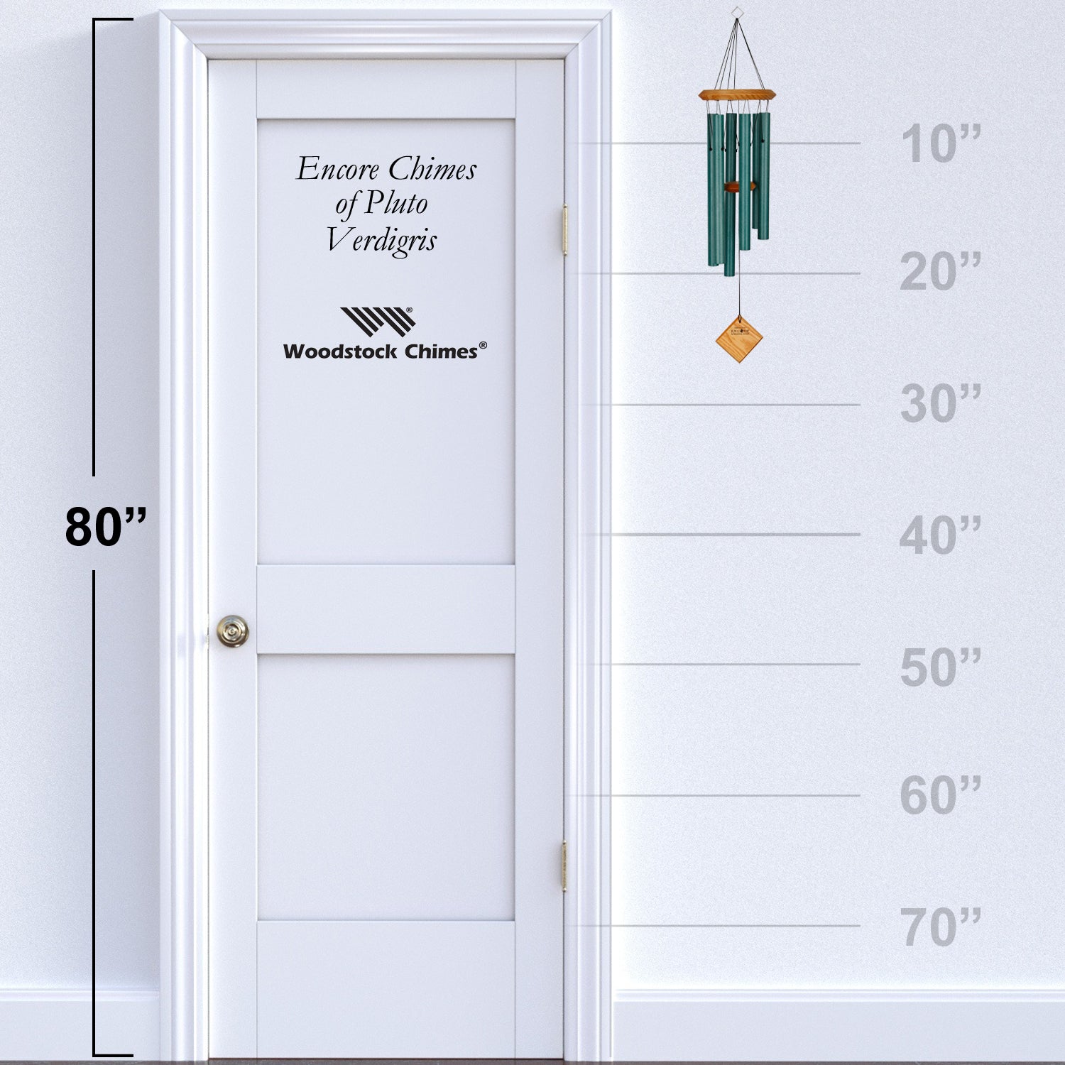 Woodstock Chimes of Pluto - Verdigris size guide