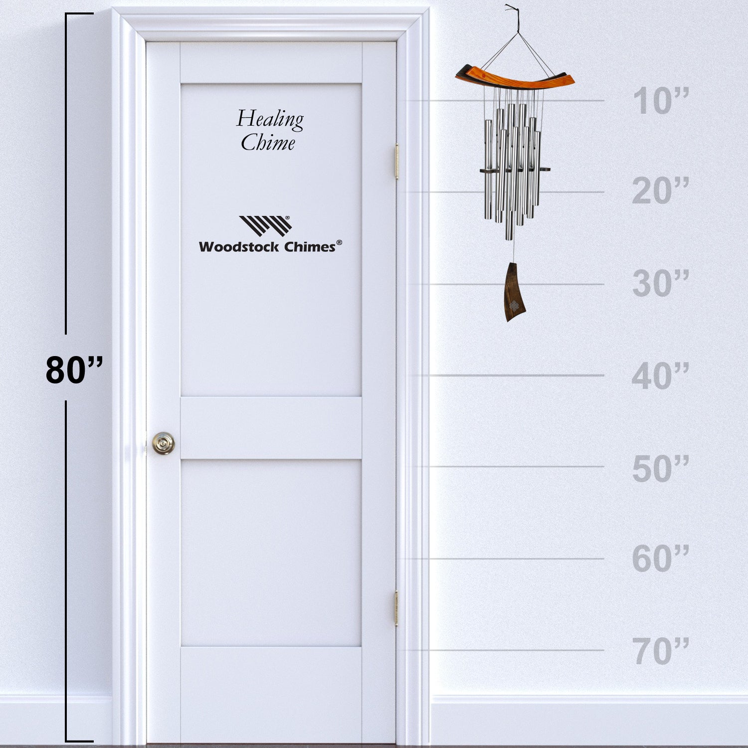 Woodstock Healing Chime size guide