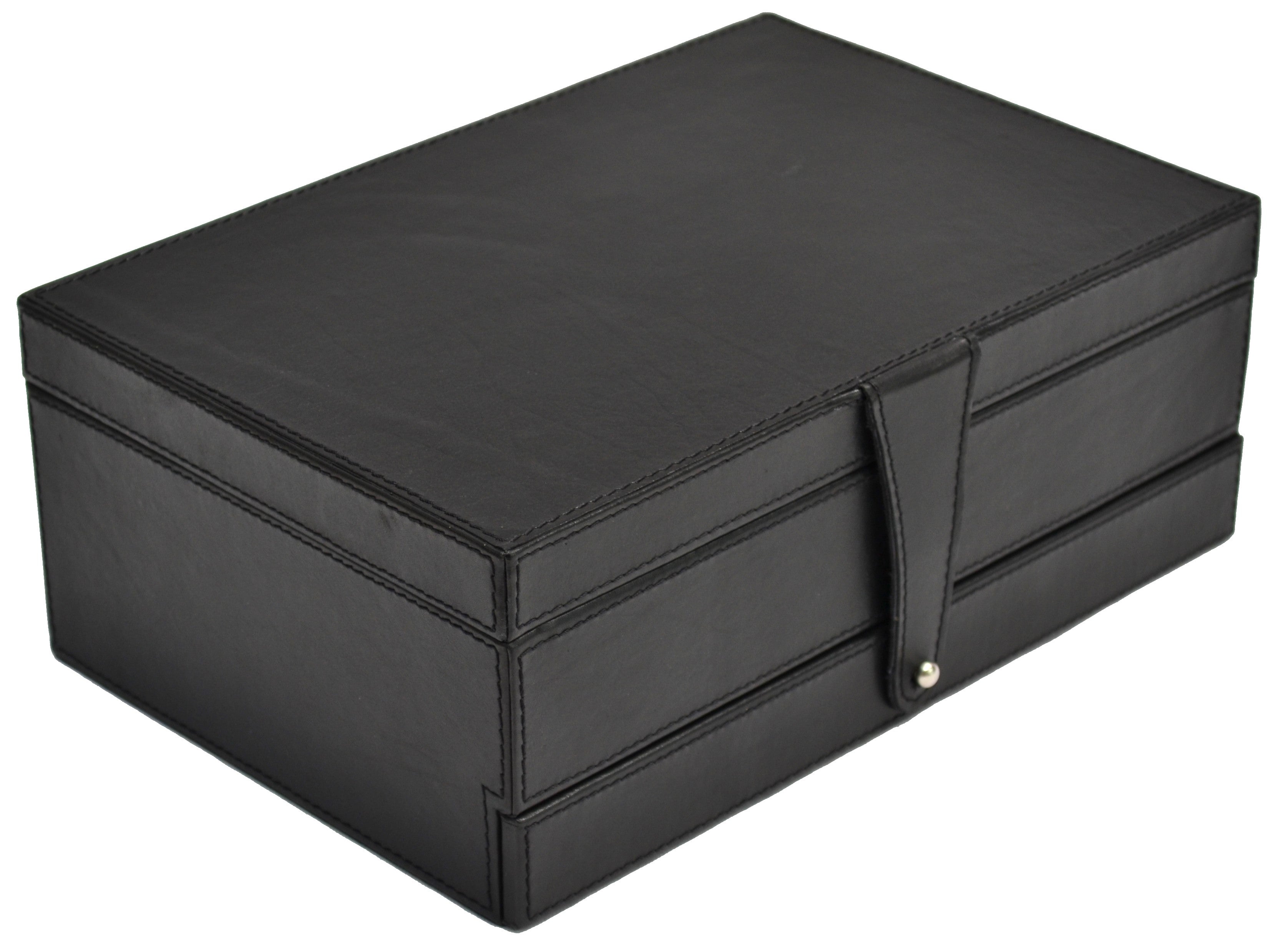 Black Buffalo Leather Jewellery Box L29cm