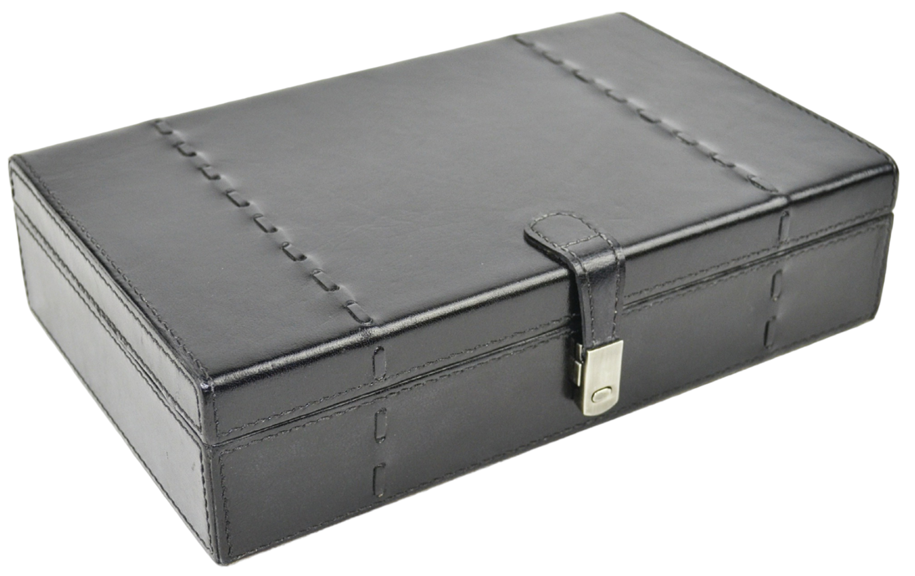 Black Buffalo Leather Jewellery Box L27cm