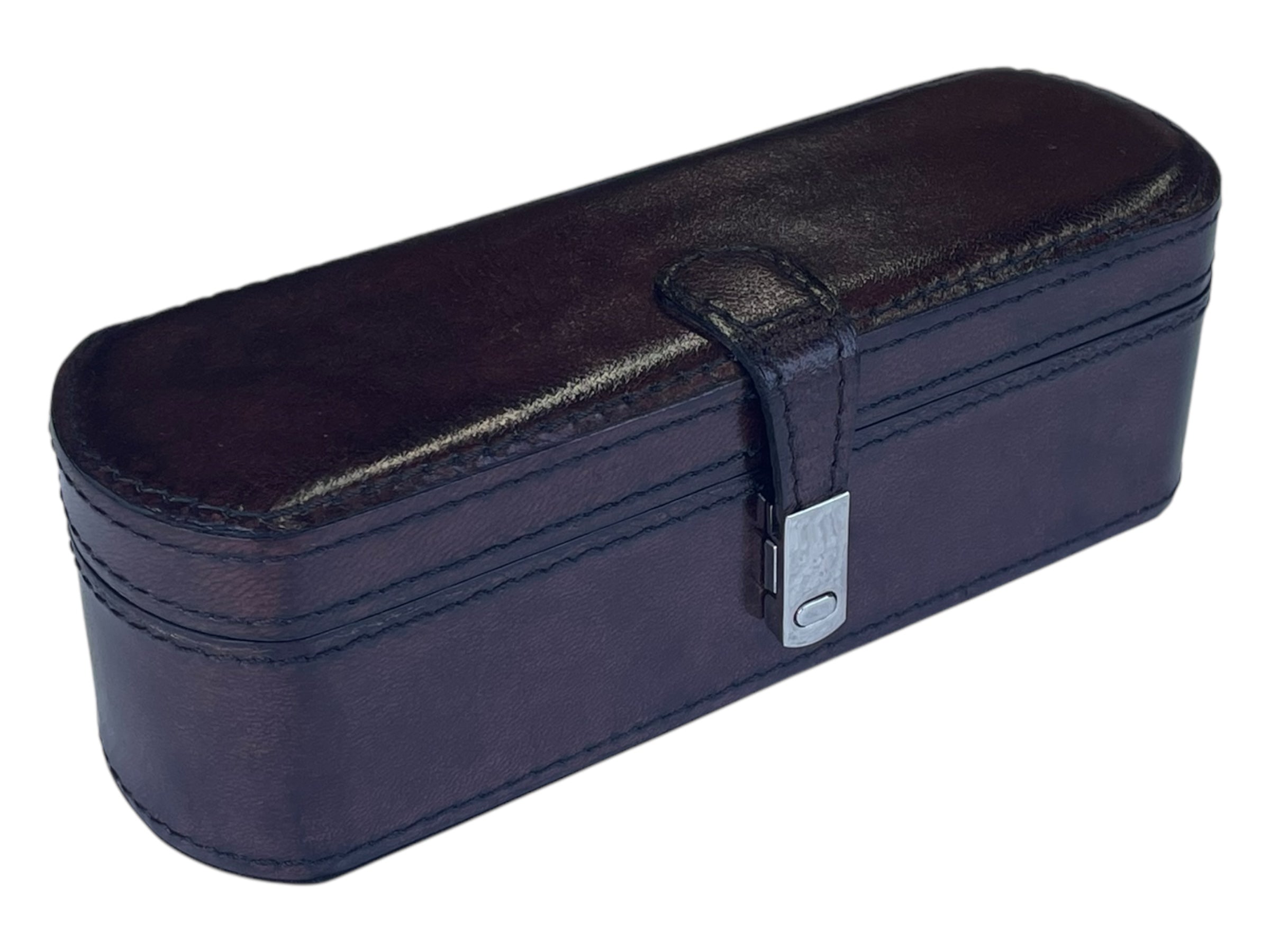 Dark Brown Buffalo Leather Jewellery Box L21cm