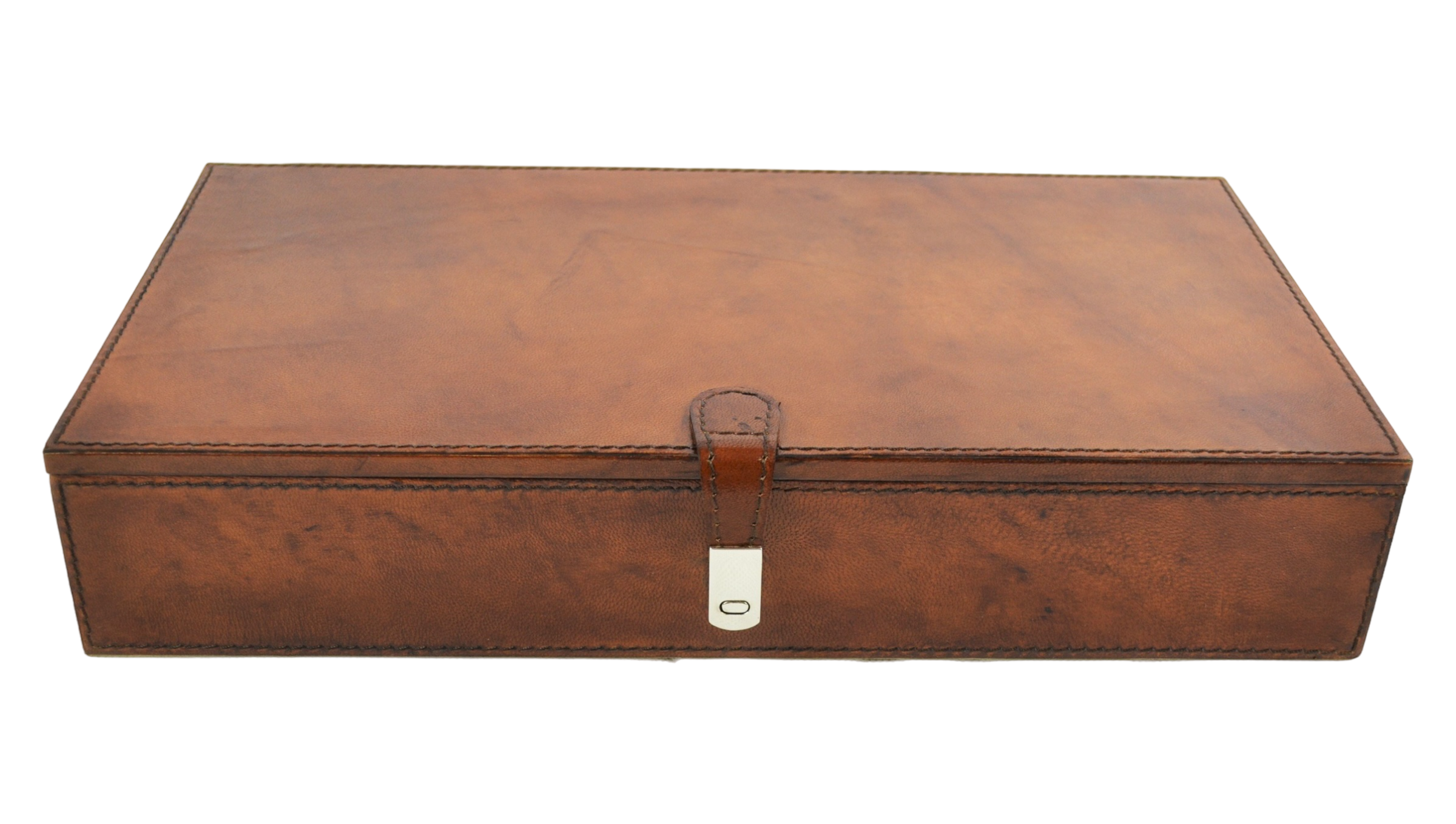 Tan Buffalo Leather Jewellery Box L36cm