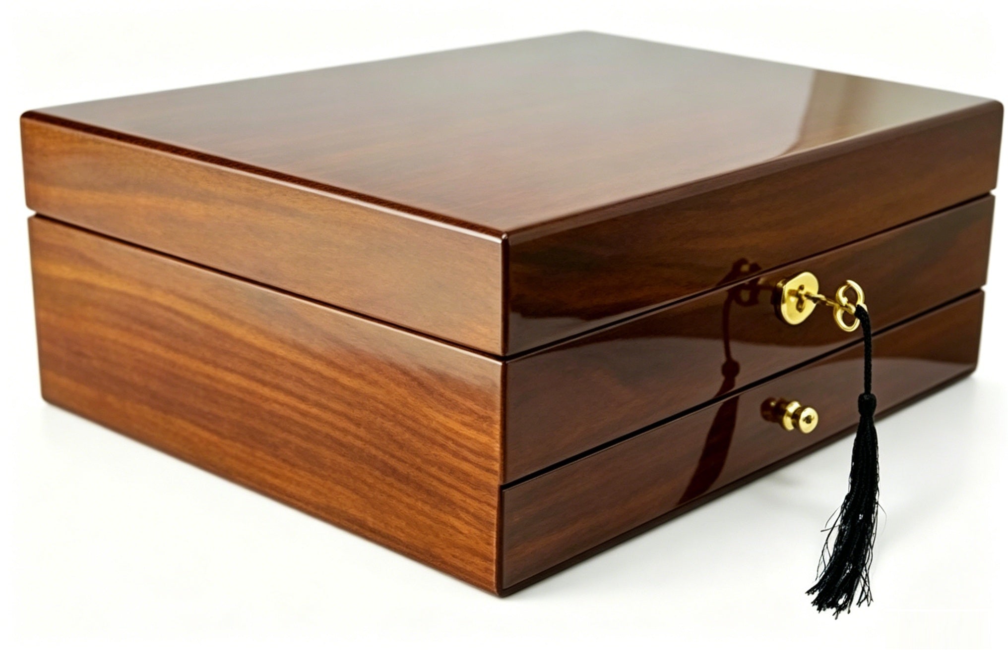Harrowdene® Premium  Edition  European Walnut High Gloss Jewellery Box 1-Drawer 32cm