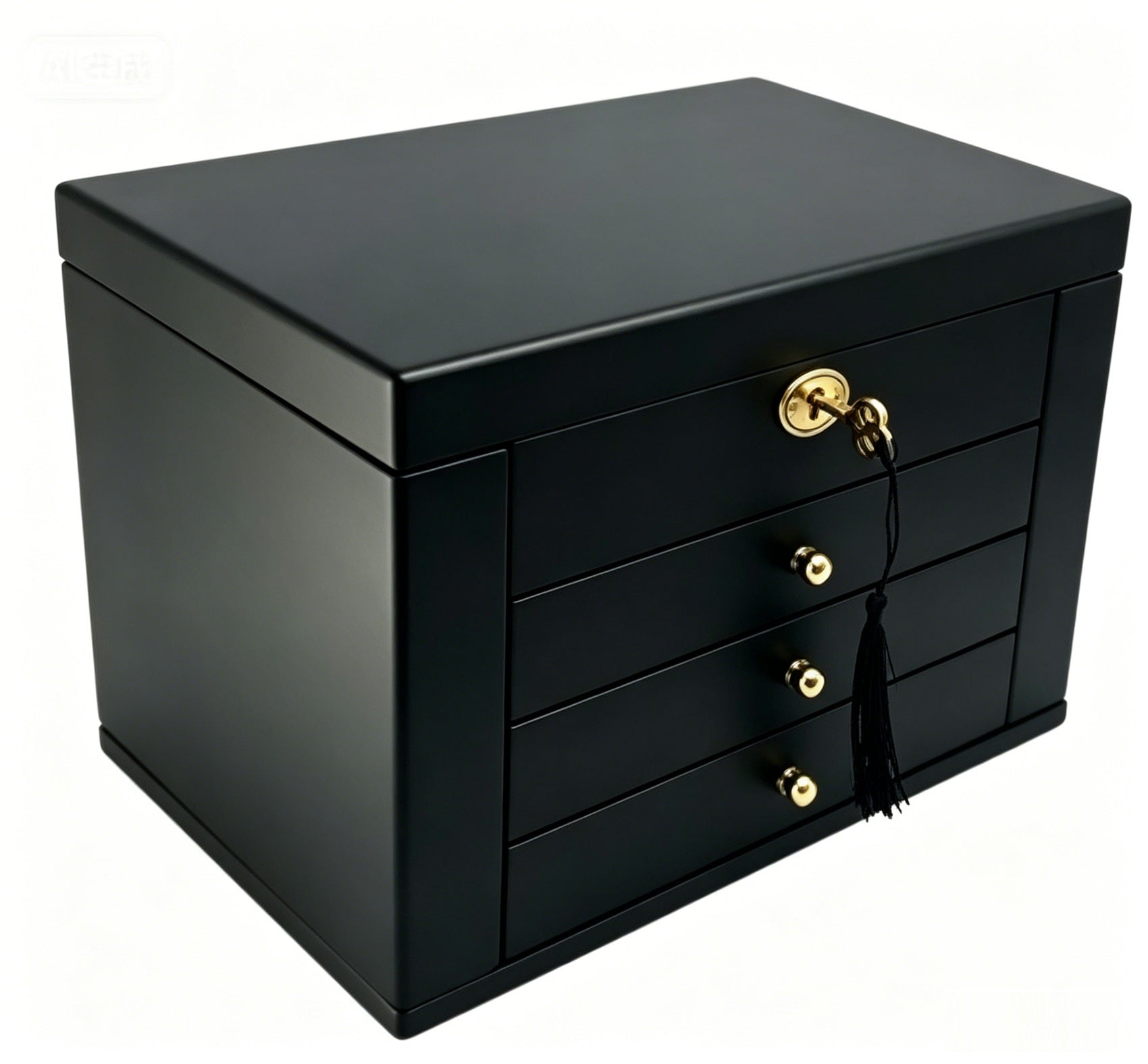 Harrowdene® Premium Edition Matte Black Jewellery Box with Side Panels 28.5cm