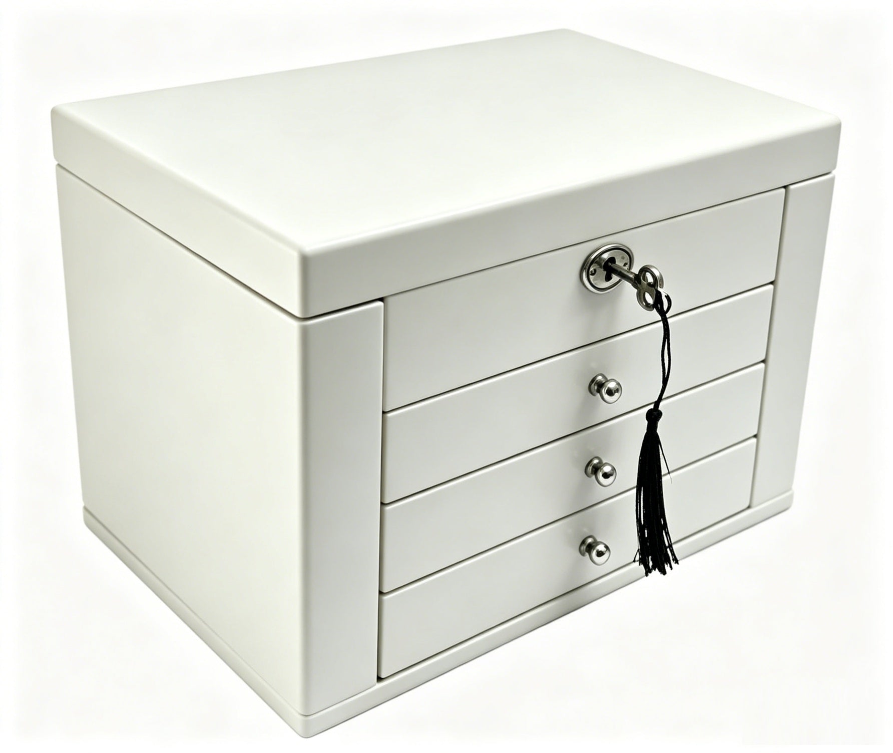 Harrowdene® Premium Edition Matte White Jewellery Box with Side Panels 28.5cm