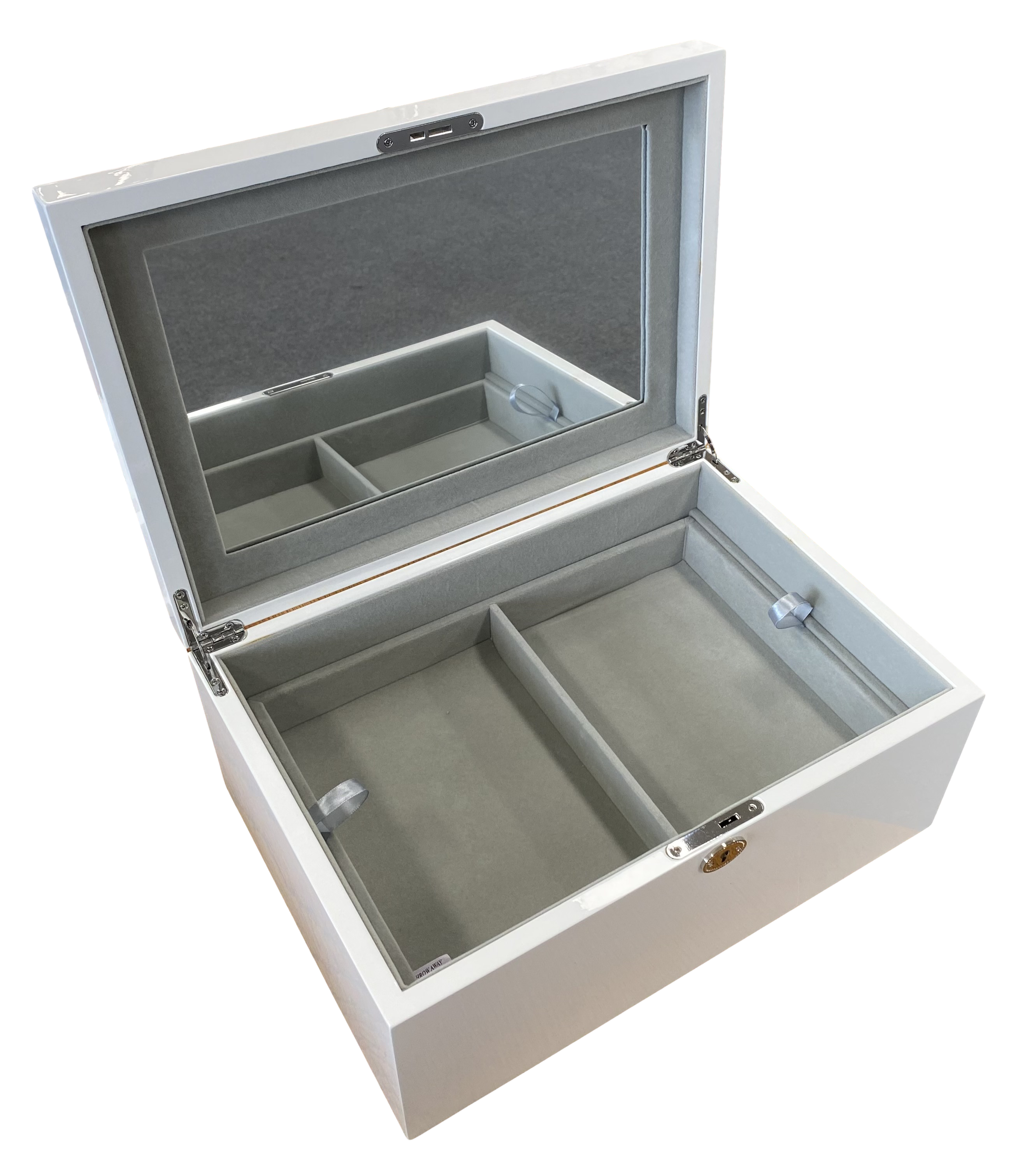 White High Gloss Wood Jewellery Box L37cm