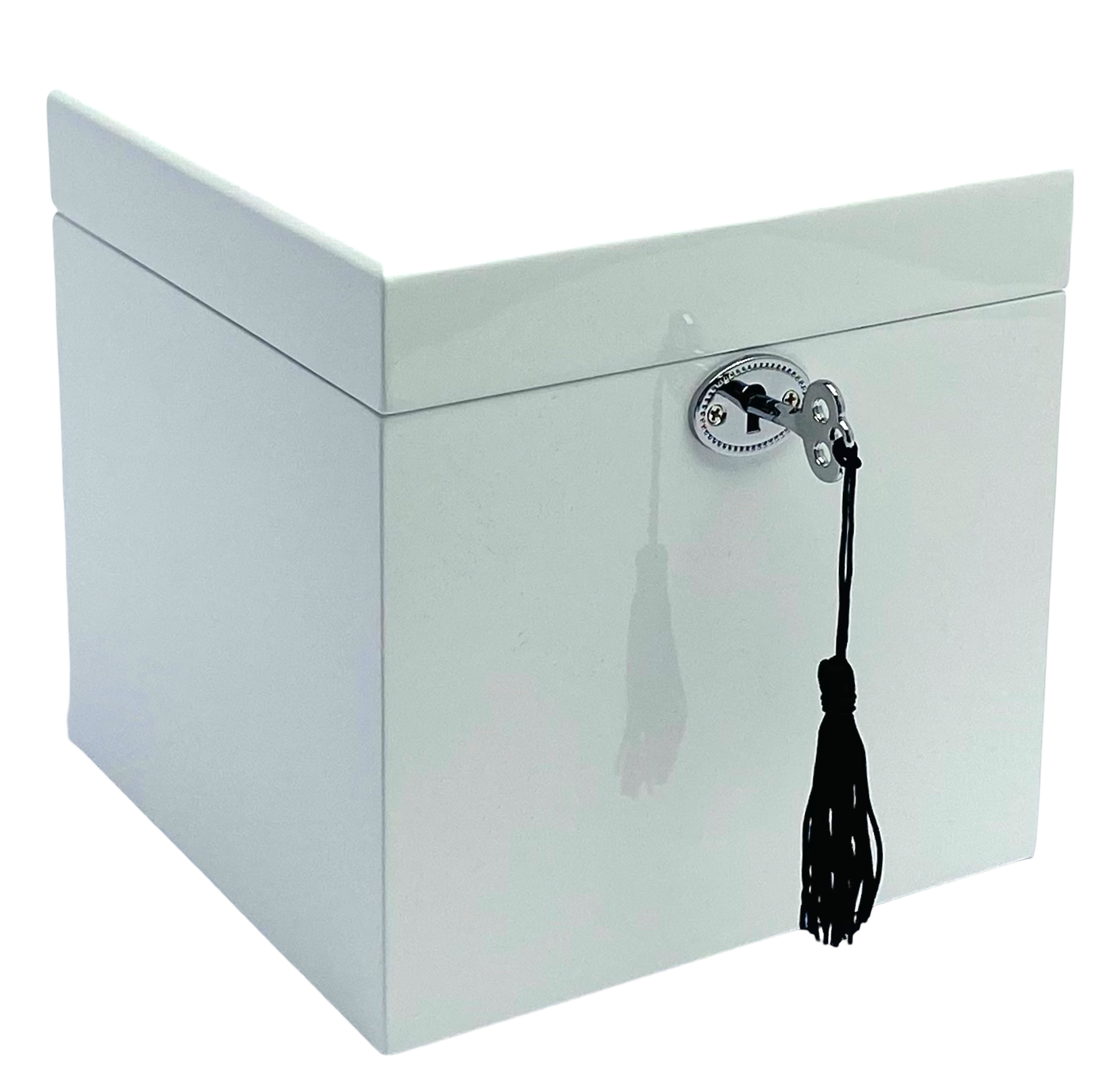 Small White High Gloss Wood Jewellery Box L16cm