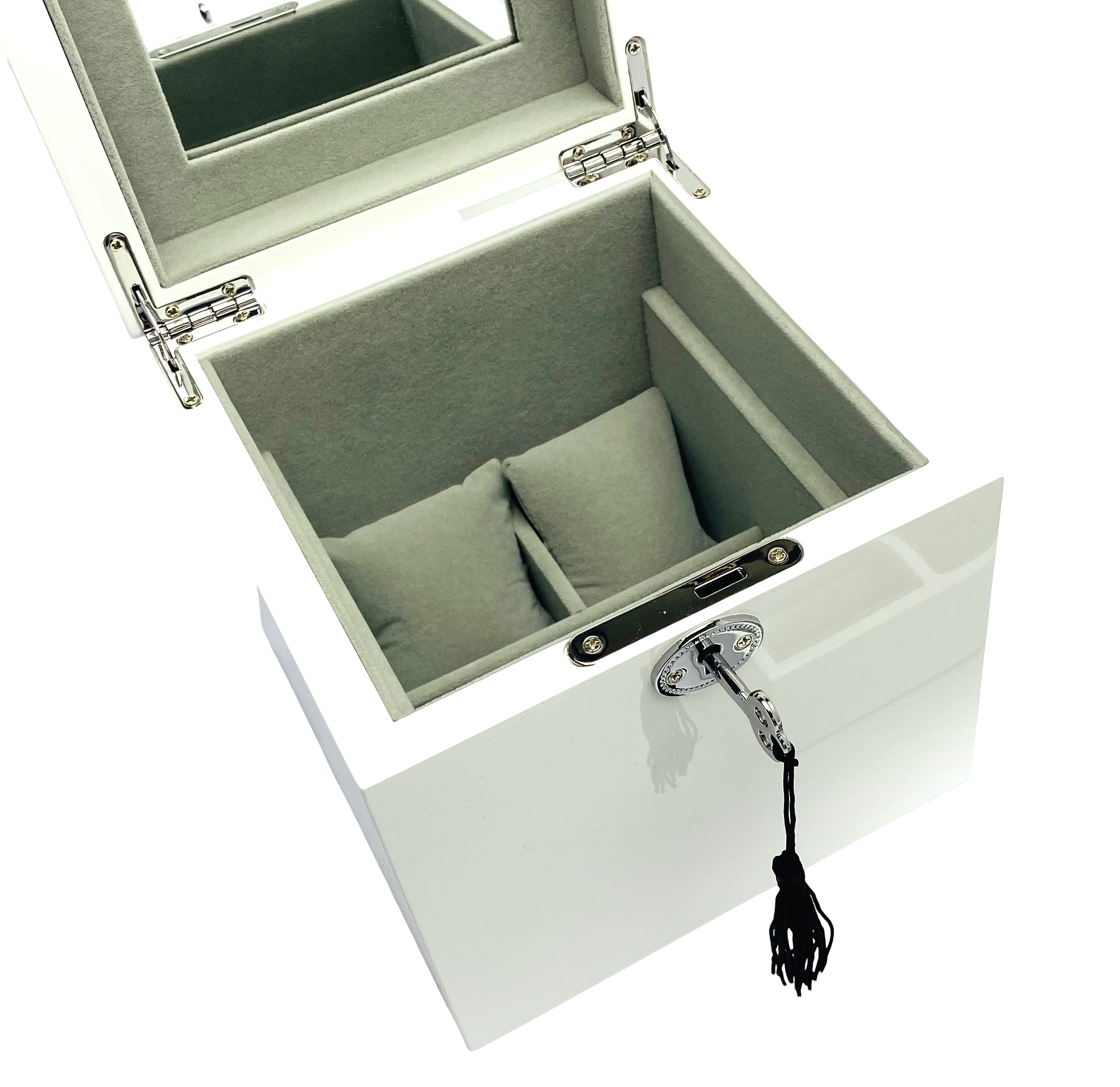 Small White High Gloss Wood Jewellery Box L16cm